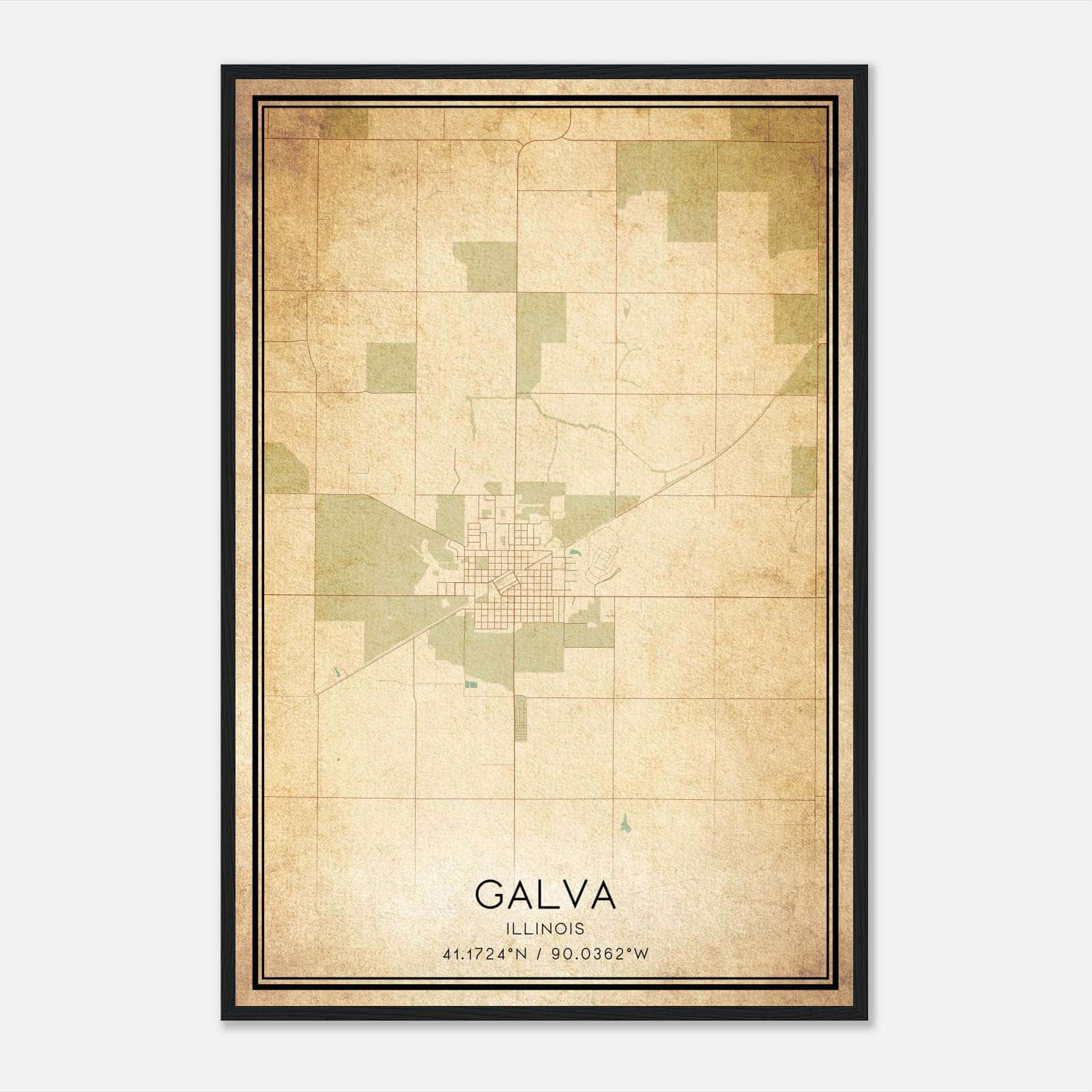 Vintage Galva Illinois Map Poster, Galva IL City Road Wall Art Print Vintage Galva Illinois Map Poster, Galva IL City Road Wall Art Print