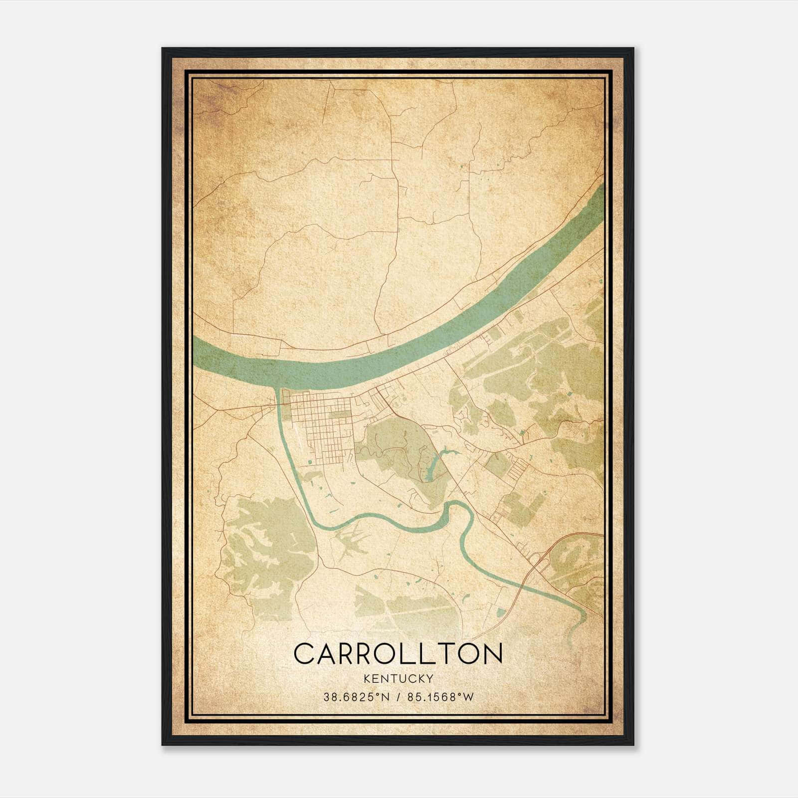 Vintage Carrollton Kentucky Map Poster, Carrollton KY City Road Wall Art Print Vintage Carrollton Kentucky Map Poster, Carrollton KY City Road Wall Art Print
