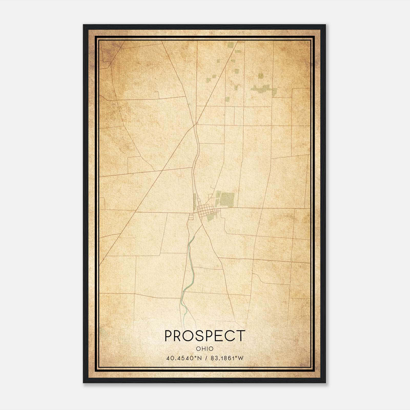Vintage Prospect Ohio Map Poster, Prospect OH City Road Wall Art Print Vintage Prospect Ohio Map Poster, Prospect OH City Road Wall Art Print