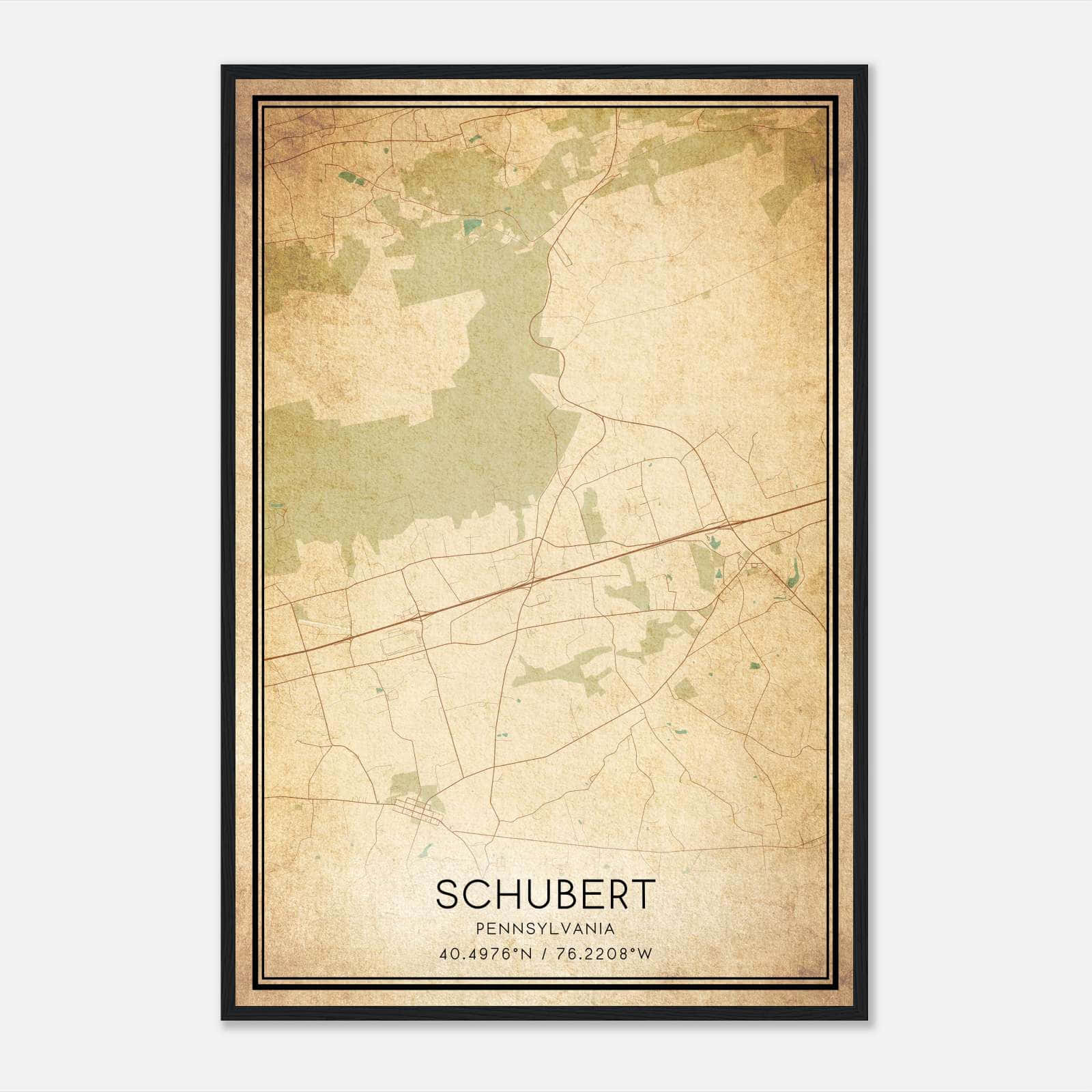 Vintage Schubert Pennsylvania Map Poster, Schubert PA City Road Wall Art Print Vintage Schubert Pennsylvania Map Poster, Schubert PA City Road Wall Art Print