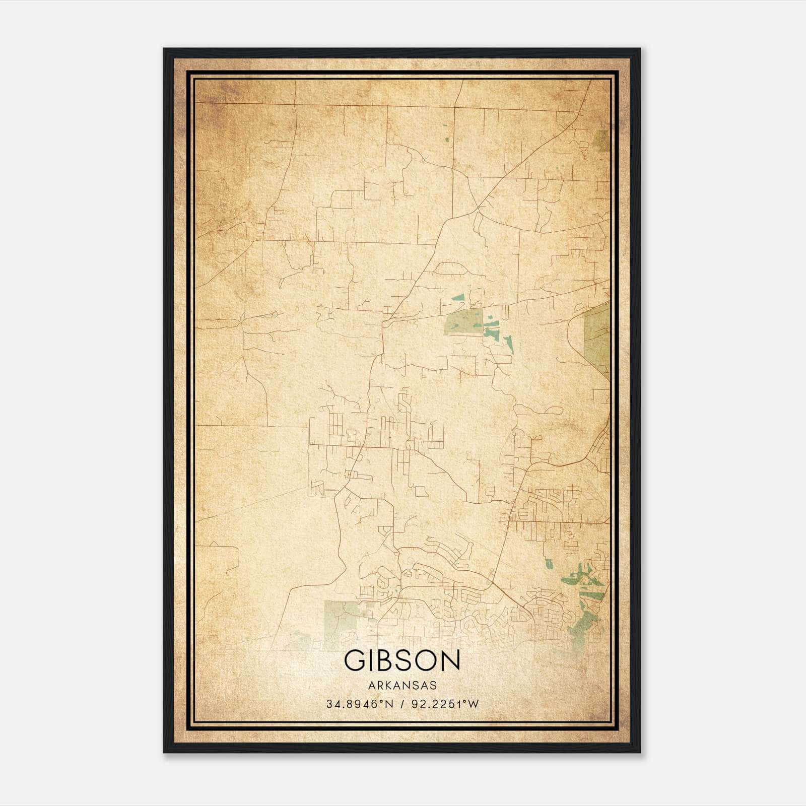Vintage Gibson Arkansas Map Poster, Gibson AR City Road Wall Art Print Vintage Gibson Arkansas Map Poster, Gibson AR City Road Wall Art Print