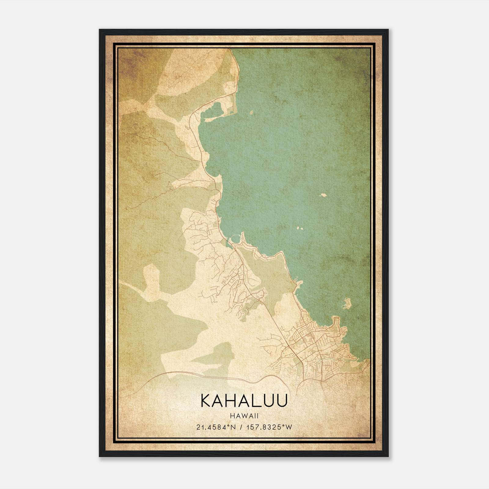 Vintage Kahaluu Hawaii Map Poster, Kahaluu HI City Road Wall Art Print Vintage Kahaluu Hawaii Map Poster, Kahaluu HI City Road Wall Art Print