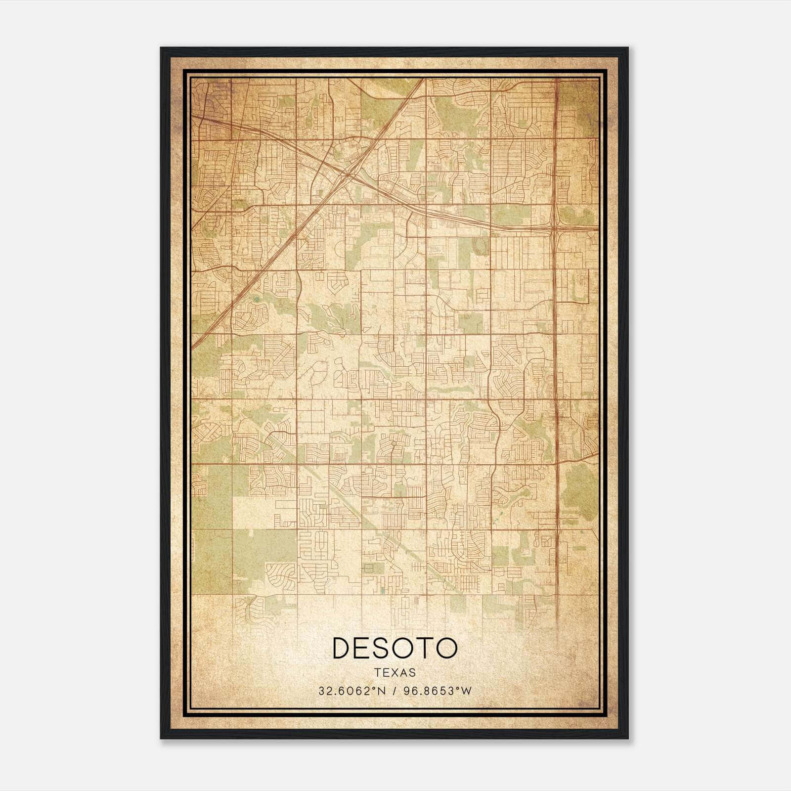Vintage Desoto Texas Map Poster, Desoto TX City Road Wall Art Print Vintage Desoto Texas Map Poster, Desoto TX City Road Wall Art Print