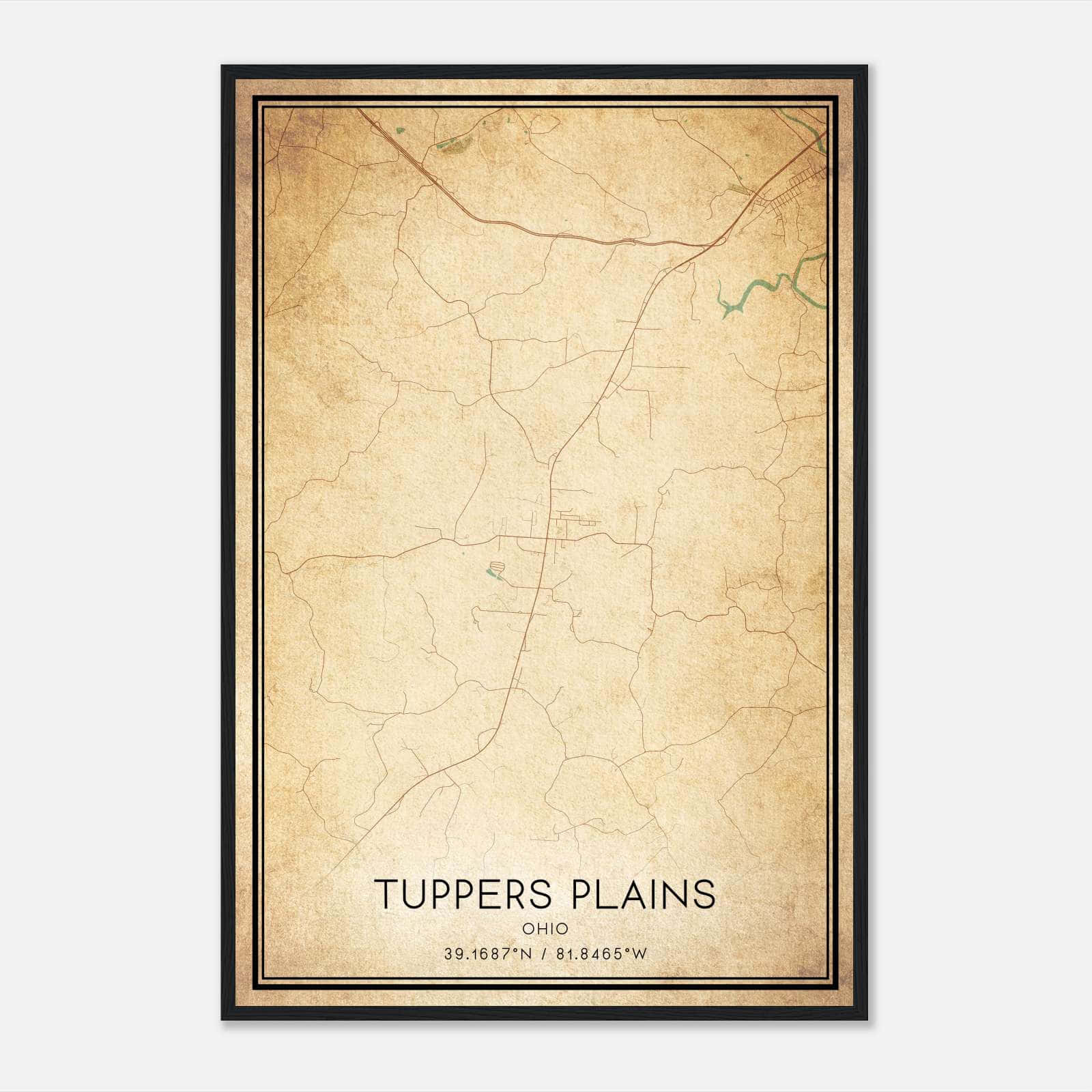 Vintage Tuppers Plains Ohio Map Poster, Tuppers Plains OH City Road Wall Art Print Vintage Tuppers Plains Ohio Map Poster, Tuppers Plains OH City Road Wall Art Print