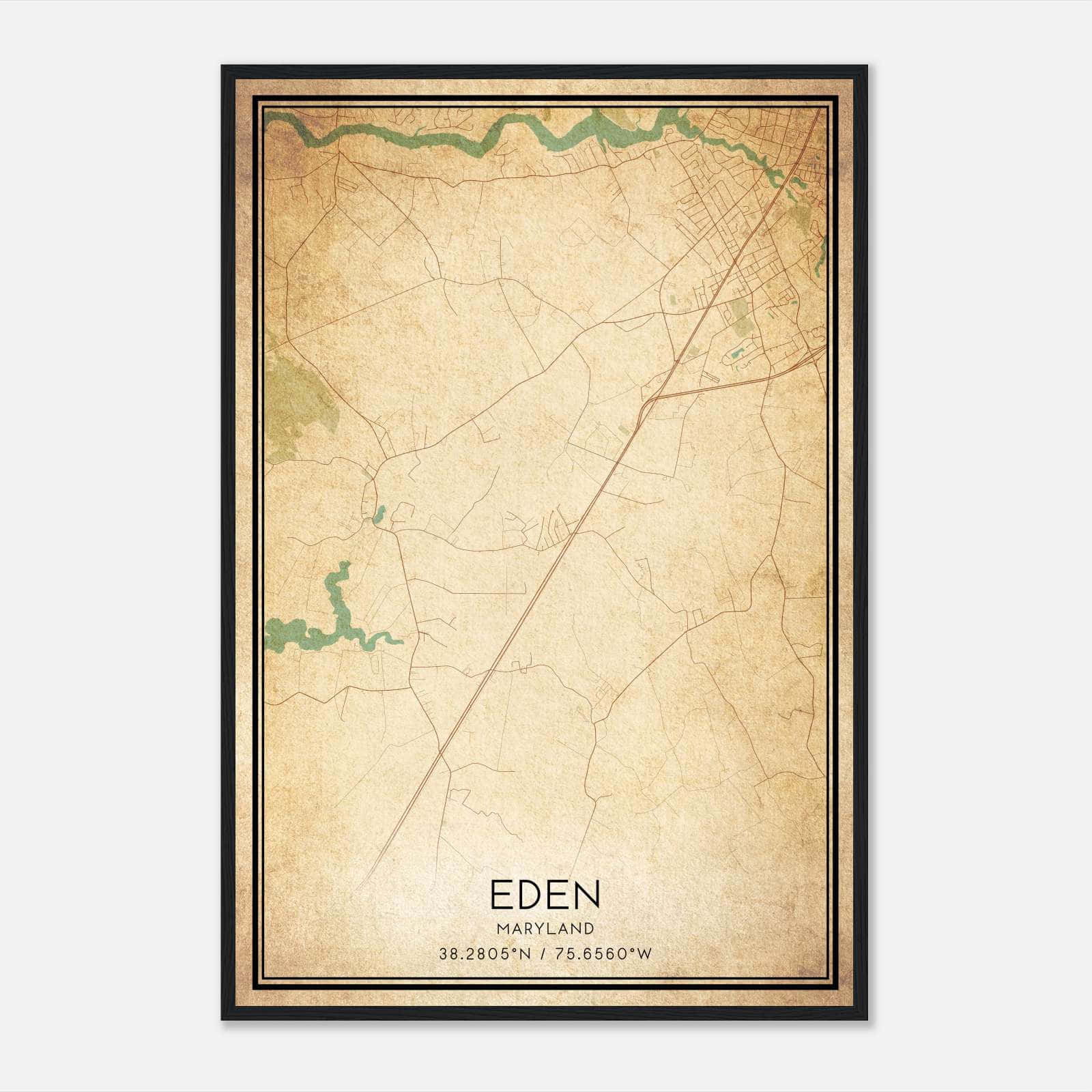 Vintage Eden Maryland Map Poster, Eden MD City Road Wall Art Print Vintage Eden Maryland Map Poster, Eden MD City Road Wall Art Print
