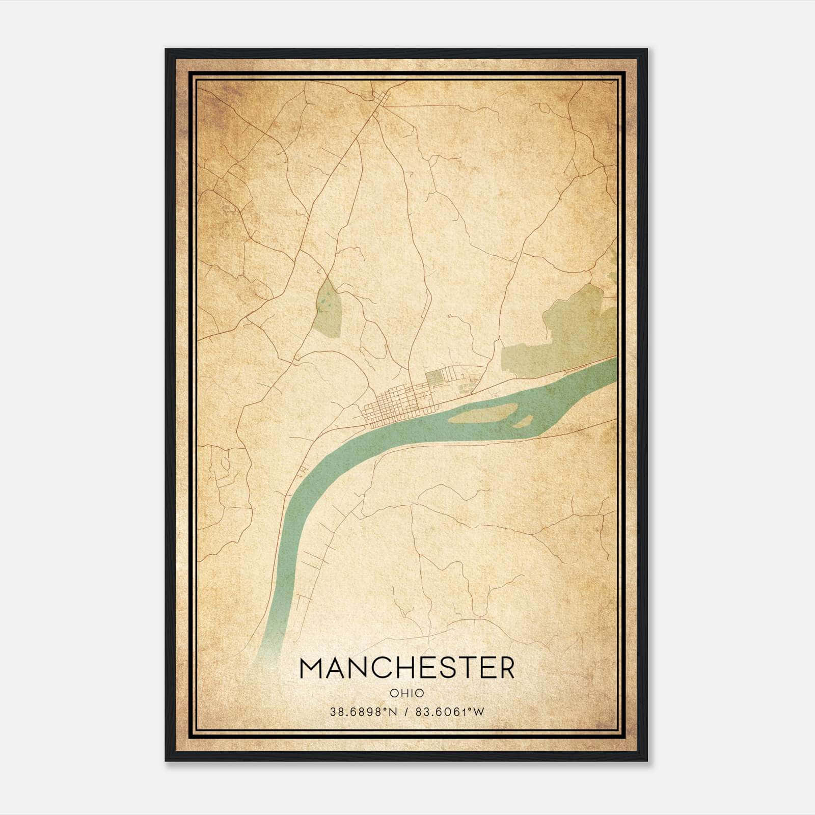 Vintage Manchester Ohio Map Poster, Manchester OH City Road Wall Art Print Vintage Manchester Ohio Map Poster, Manchester OH City Road Wall Art Print