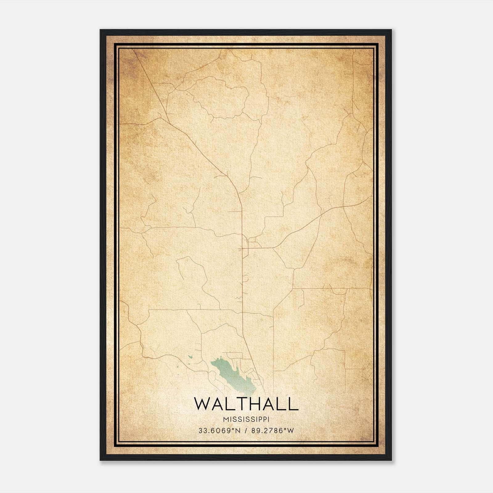 Vintage Walthall Mississippi Map Poster, Walthall MS City Road Wall Art Print Vintage Walthall Mississippi Map Poster, Walthall MS City Road Wall Art Print