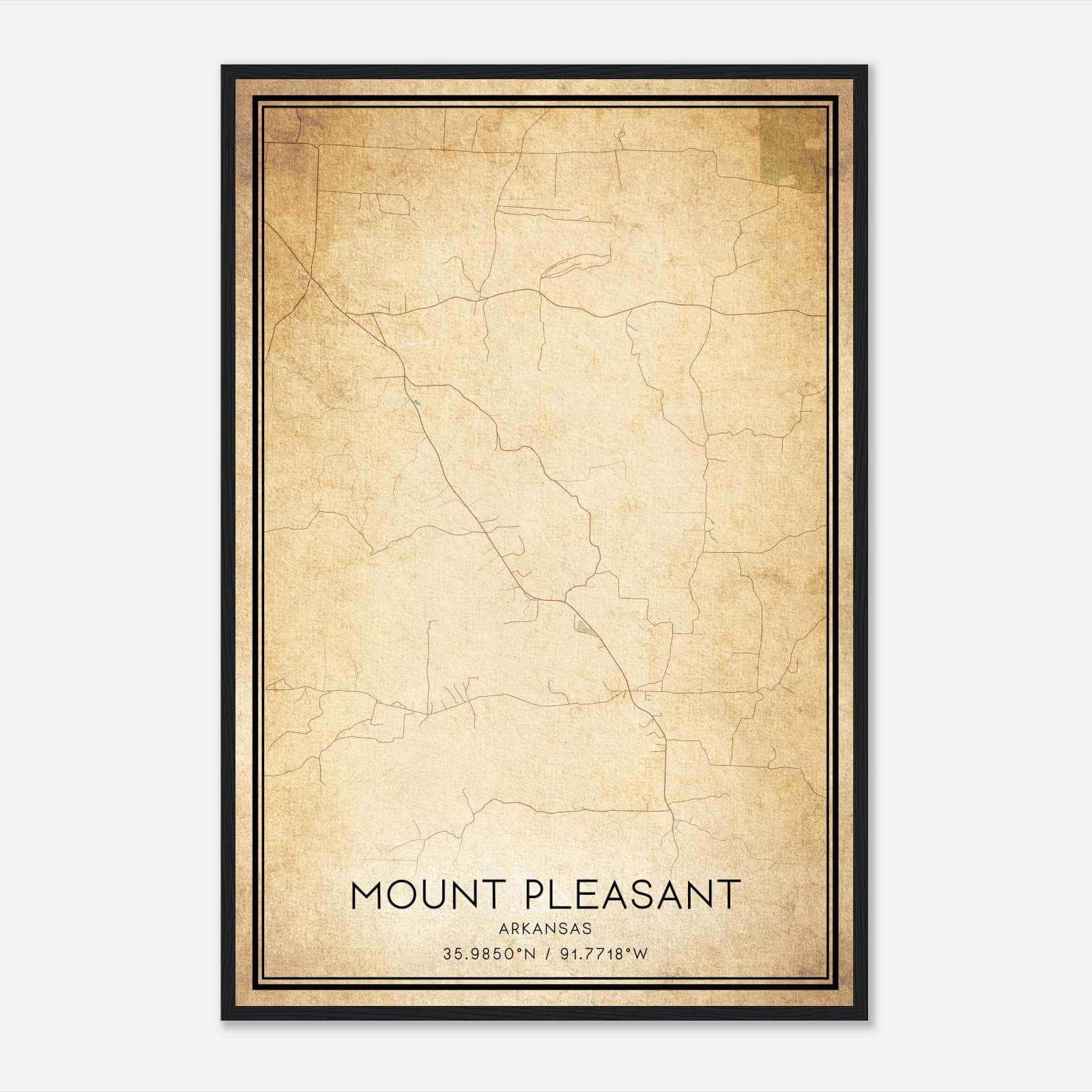 Vintage Mount Pleasant Arkansas Map Poster, Mount Pleasant AR City Road Wall Art Print Vintage Mount Pleasant Arkansas Map Poster, Mount Pleasant AR City Road Wall Art Print