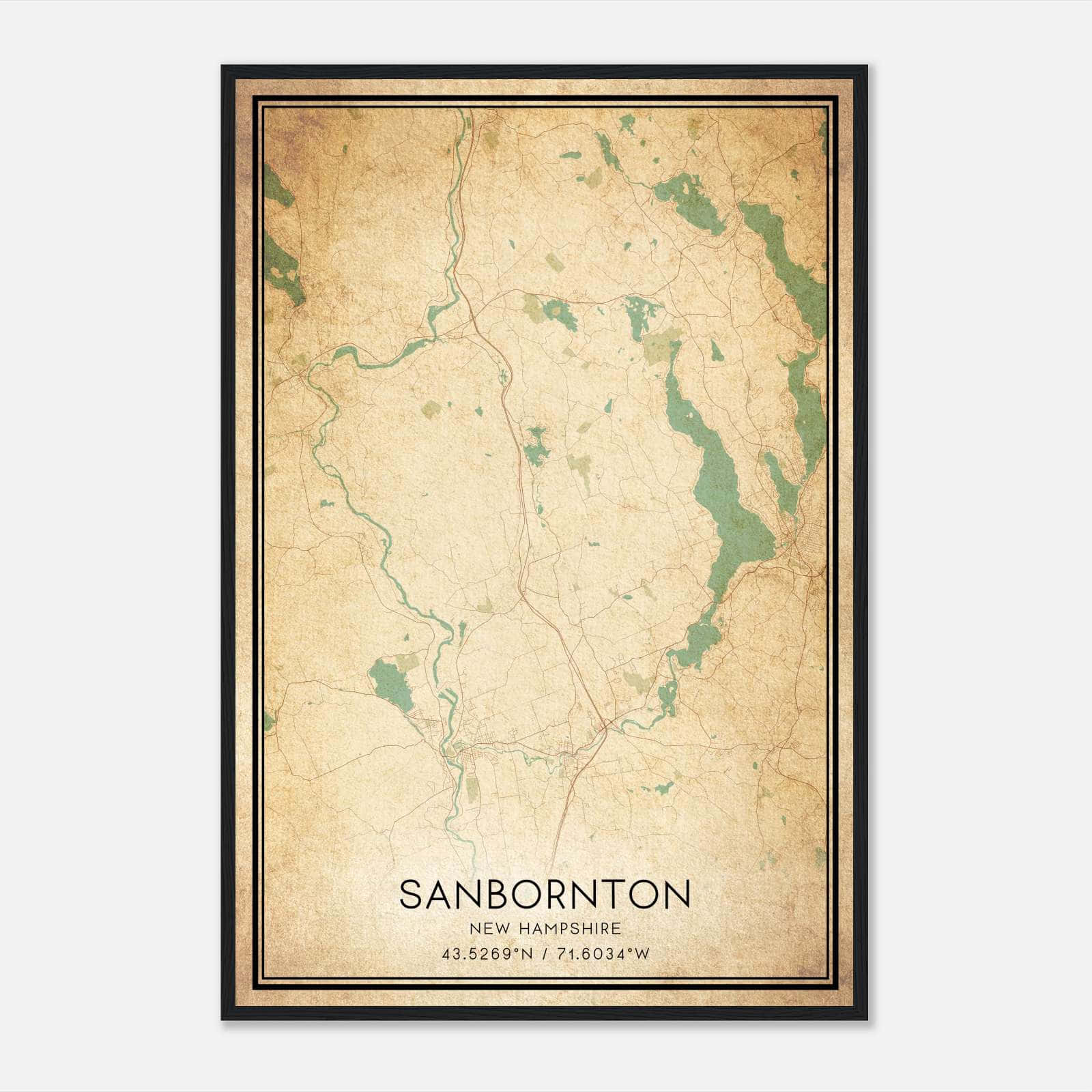 Vintage Sanbornton New Hampshire Map Poster, Sanbornton NH City Road Wall Art Print Vintage Sanbornton New Hampshire Map Poster, Sanbornton NH City Road Wall Art Print