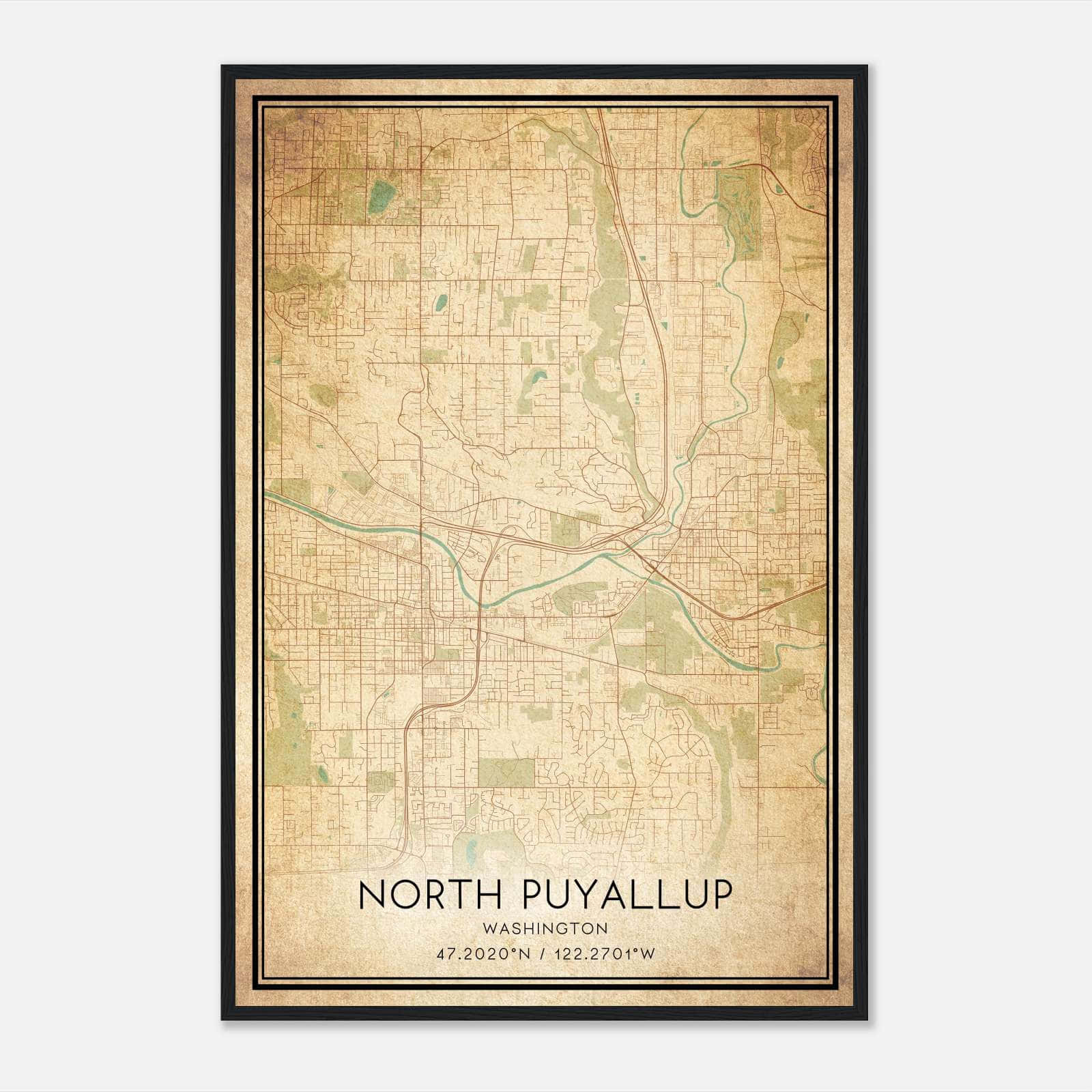 Vintage North Puyallup Washington Map Poster, North Puyallup WA City Road Wall Art Print Vintage North Puyallup Washington Map Poster, North Puyallup WA City Road Wall Art Print