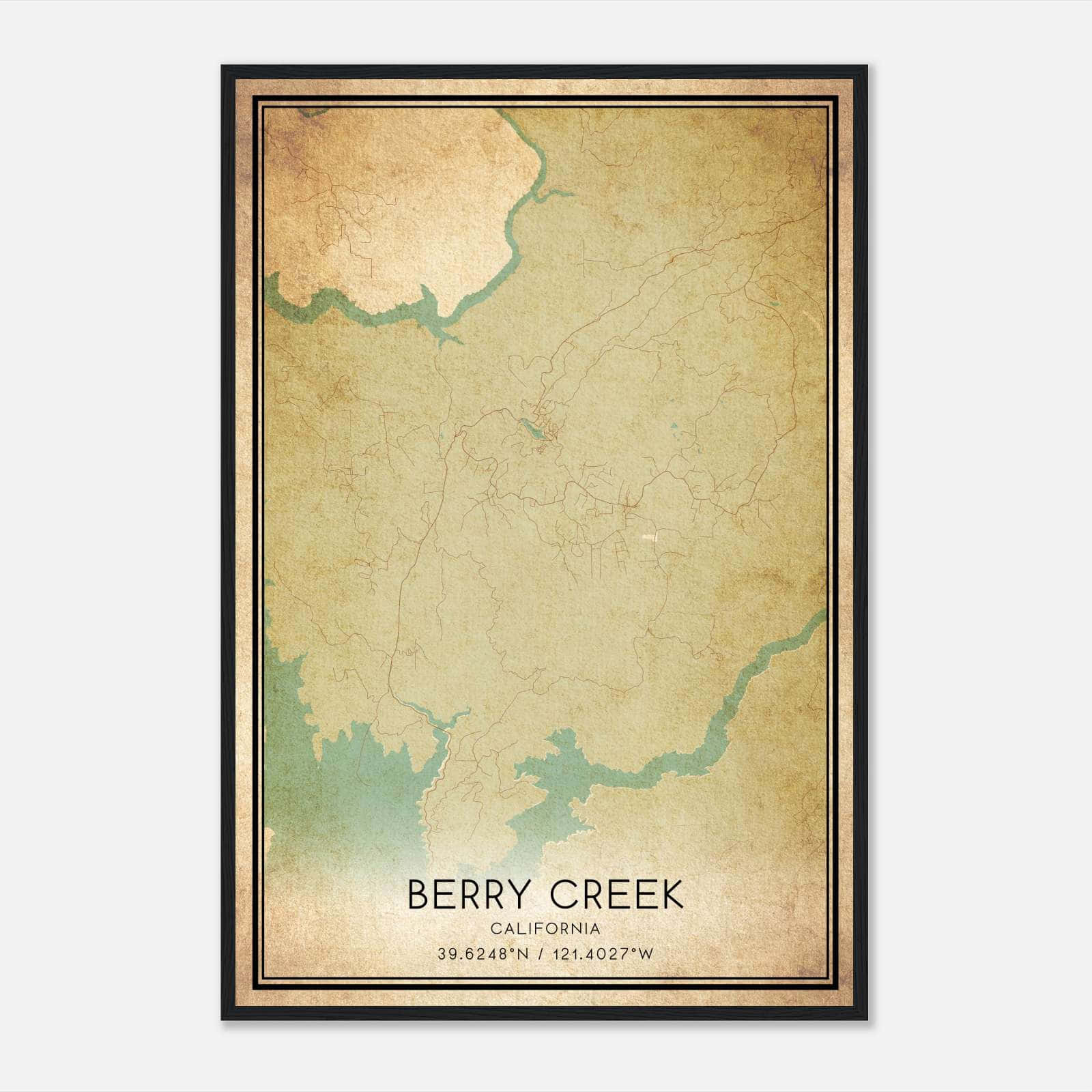 Vintage Berry Creek California Map Poster, Berry Creek CA City Road Wall Art Print Vintage Berry Creek California Map Poster, Berry Creek CA City Road Wall Art Print