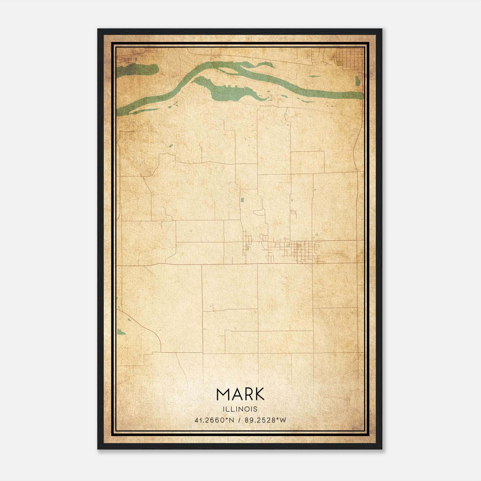 Vintage Mark Illinois Map Poster, Mark IL City Road Wall Art Print Vintage Mark Illinois Map Poster, Mark IL City Road Wall Art Print