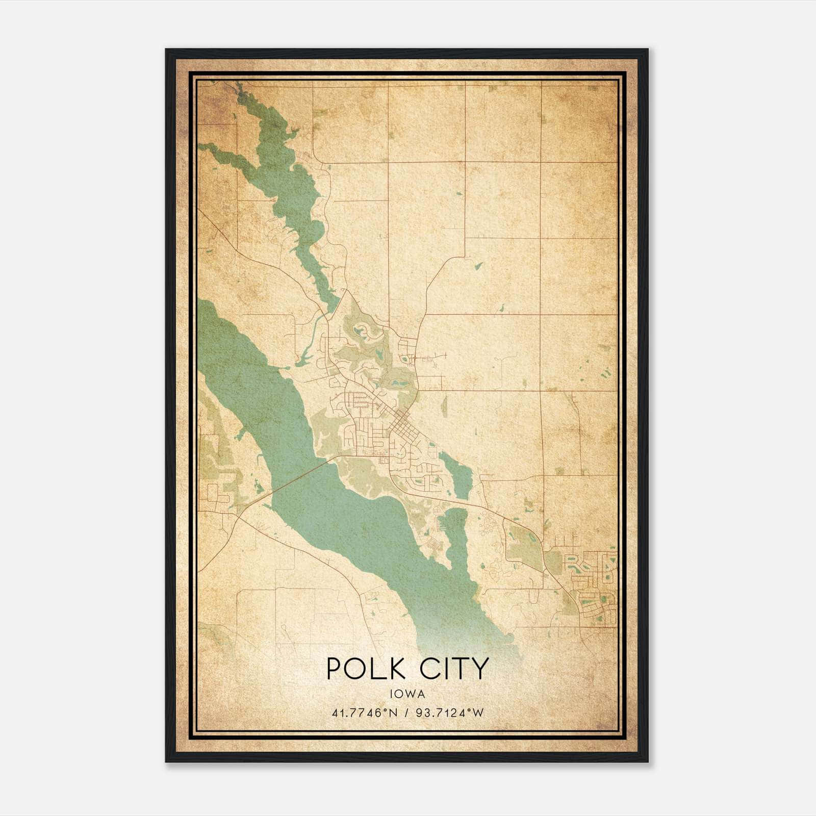Vintage Polk City Iowa Map Poster, Polk City IA City Road Wall Art Print Vintage Polk City Iowa Map Poster, Polk City IA City Road Wall Art Print