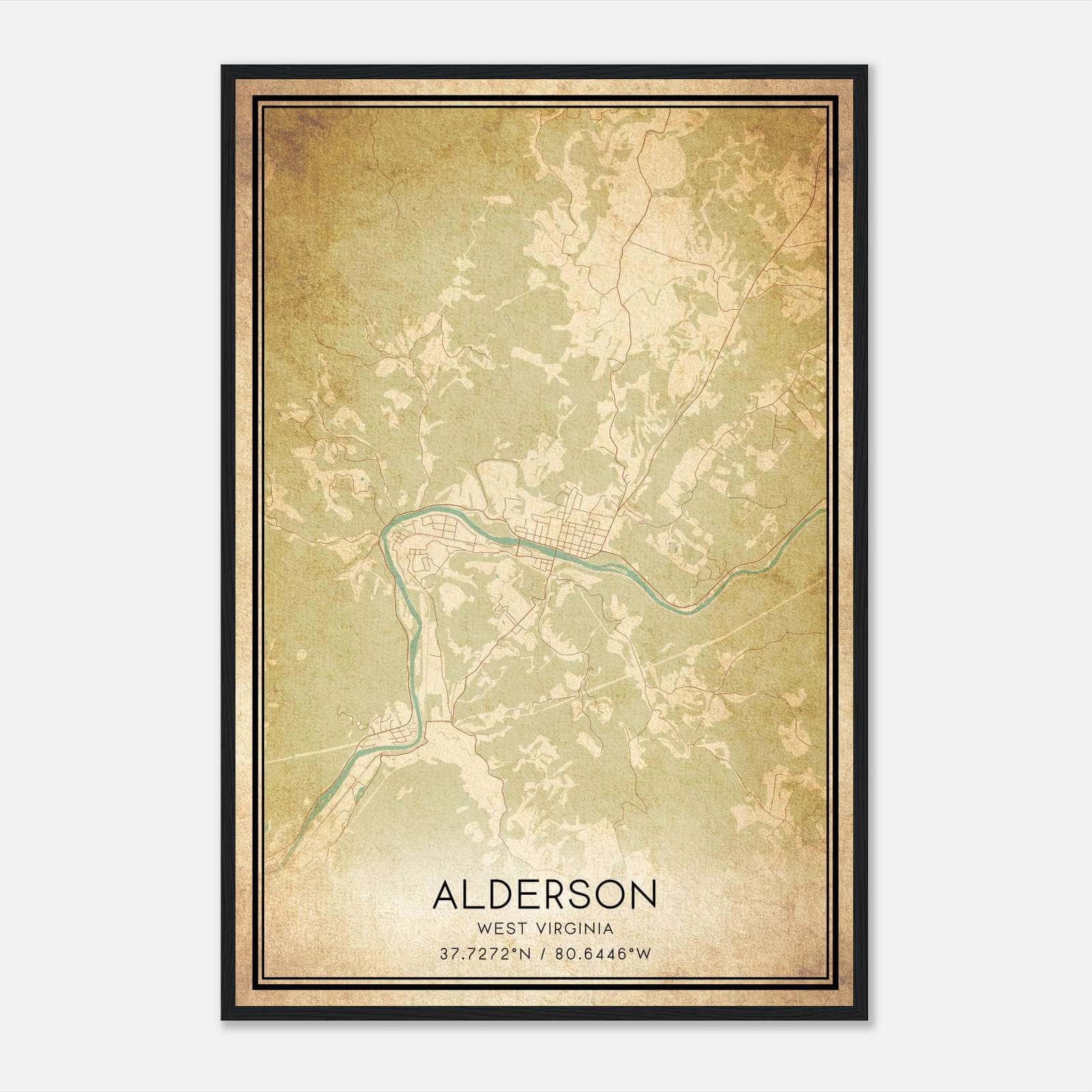 Vintage Alderson West Virginia Map Poster, Alderson WV City Road Wall Art Print Vintage Alderson West Virginia Map Poster, Alderson WV City Road Wall Art Print