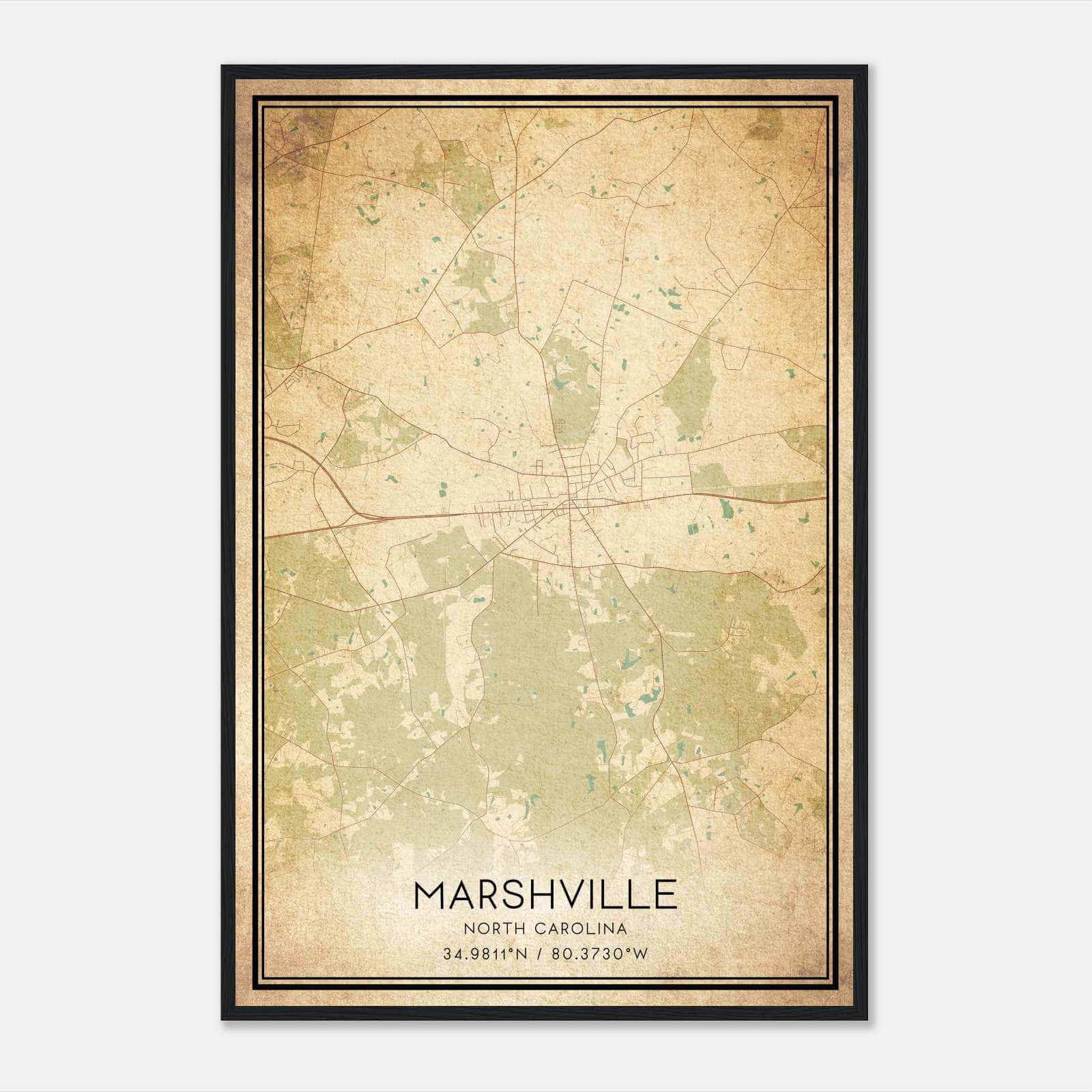 Vintage Marshville North Carolina Map Poster, Marshville NC City Road Wall Art Print Vintage Marshville North Carolina Map Poster, Marshville NC City Road Wall Art Print