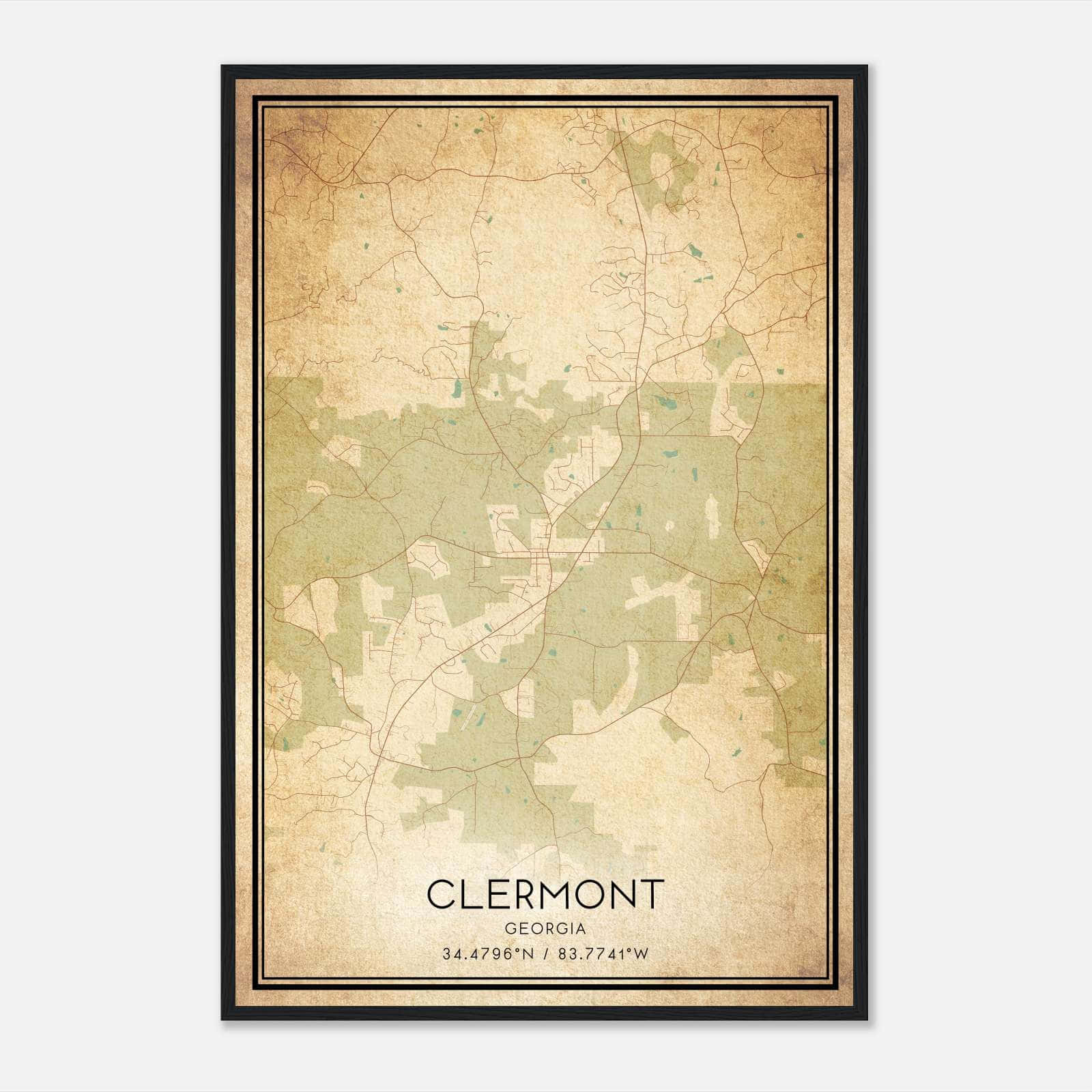 Vintage Clermont Georgia Map Poster, Clermont GA City Road Wall Art Print Vintage Clermont Georgia Map Poster, Clermont GA City Road Wall Art Print
