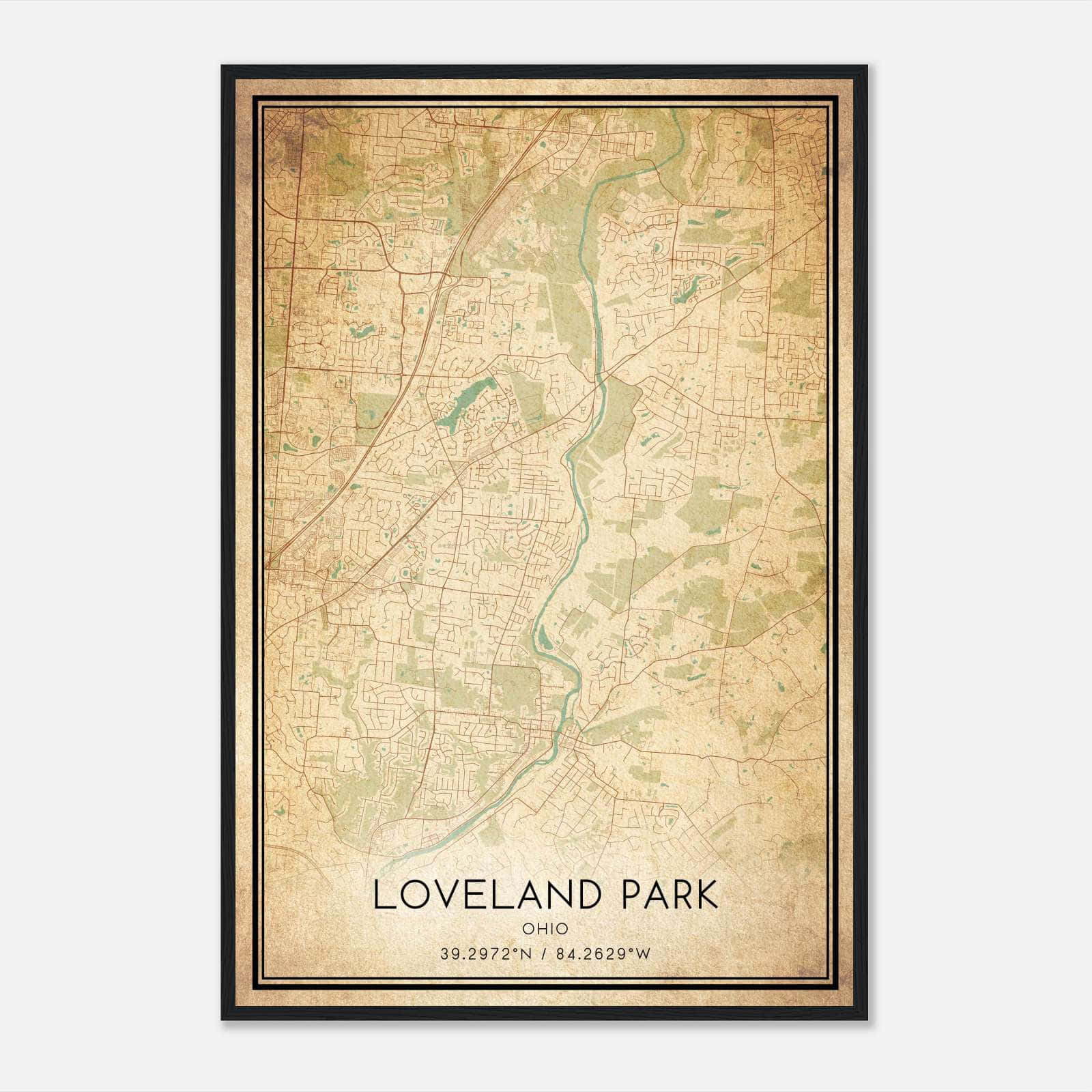 Vintage Loveland Park Ohio Map Poster, Loveland Park OH City Road Wall Art Print Vintage Loveland Park Ohio Map Poster, Loveland Park OH City Road Wall Art Print
