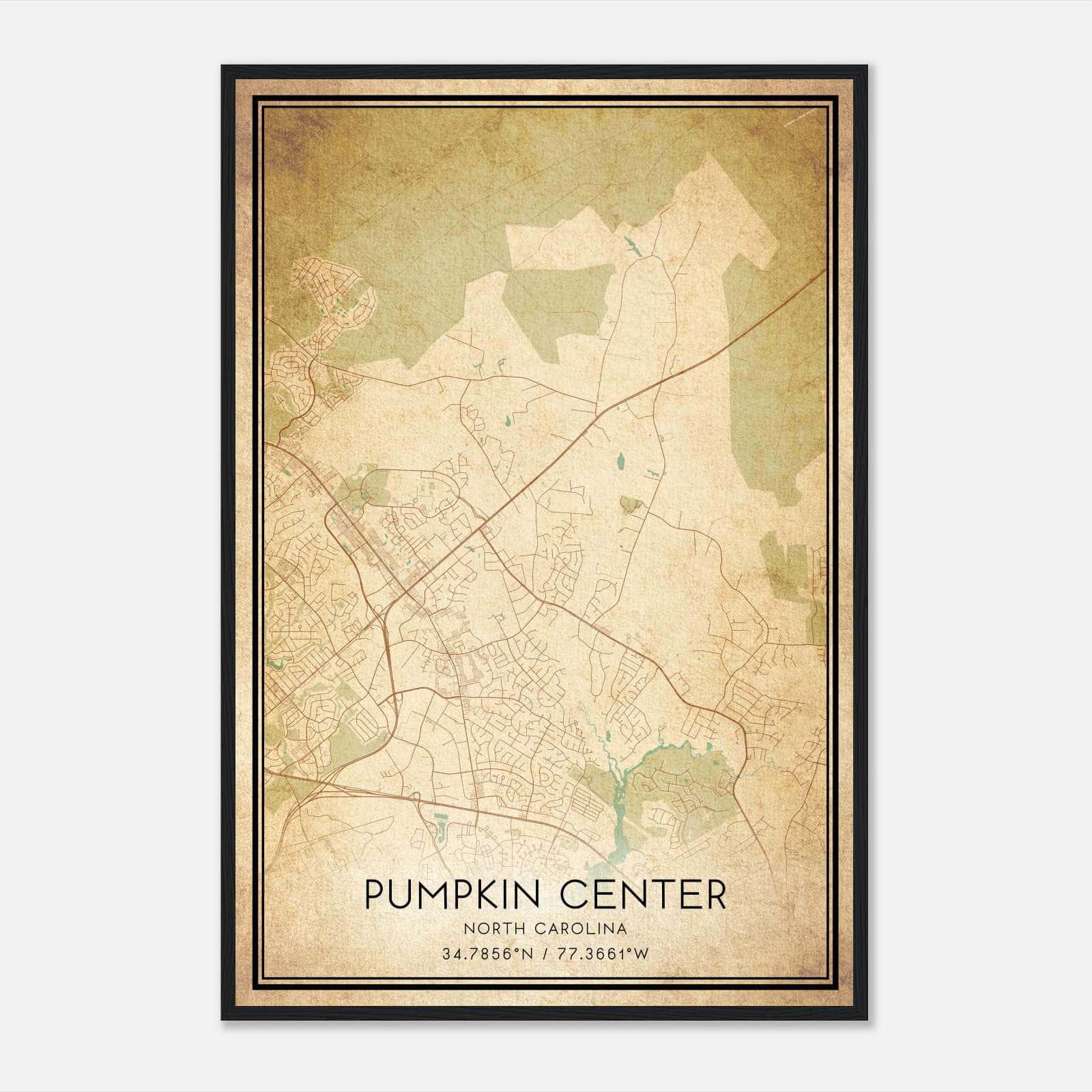 Vintage Pumpkin Center North Carolina Map Poster, Pumpkin Center NC City Road Wall Art Print Vintage Pumpkin Center North Carolina Map Poster, Pumpkin Center NC City Road Wall Art Print