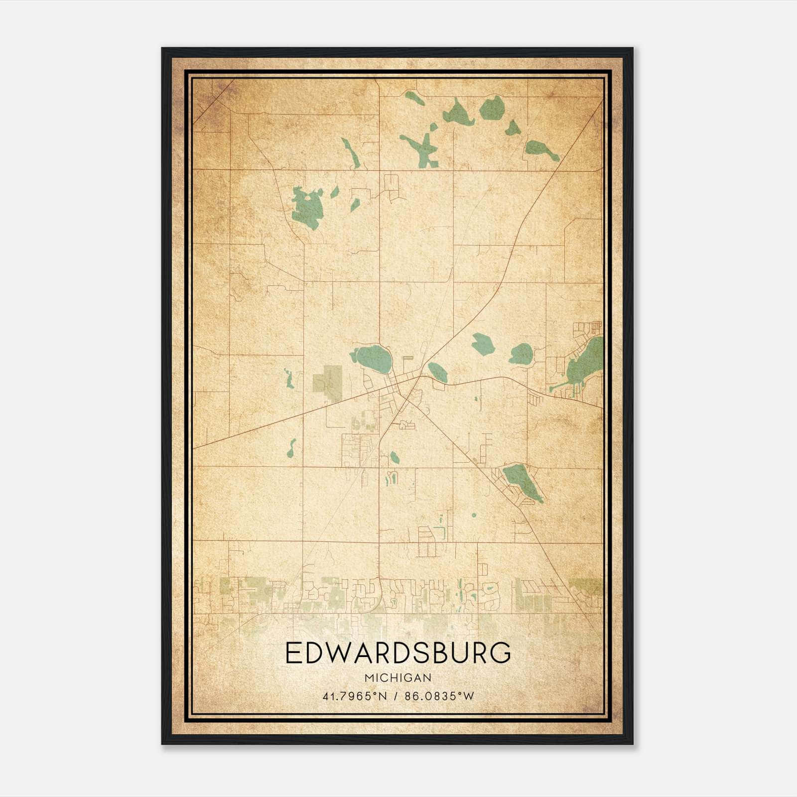 Vintage Edwardsburg Michigan Map Poster, Edwardsburg MI City Road Wall Art Print Vintage Edwardsburg Michigan Map Poster, Edwardsburg MI City Road Wall Art Print