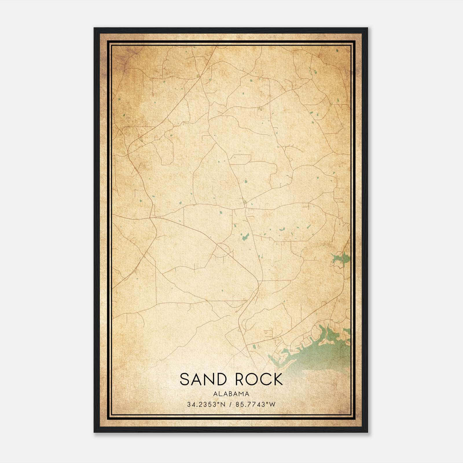 Vintage Sand Rock Alabama Map Poster, Sand Rock AL City Road Wall Art Print Vintage Sand Rock Alabama Map Poster, Sand Rock AL City Road Wall Art Print