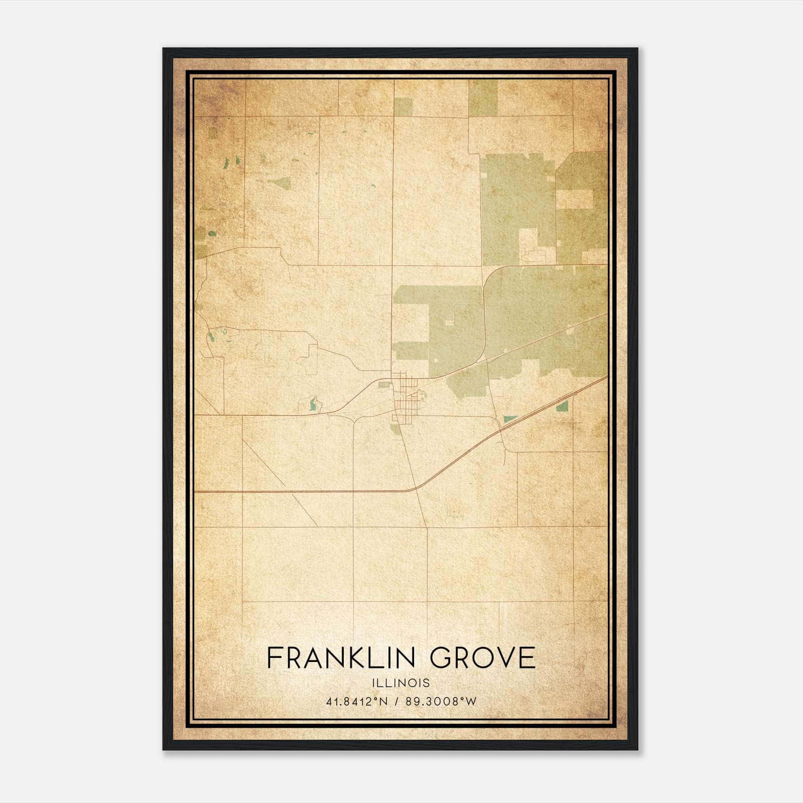 Vintage Franklin Grove Illinois Map Poster, Franklin Grove IL City Road Wall Art Print Vintage Franklin Grove Illinois Map Poster, Franklin Grove IL City Road Wall Art Print
