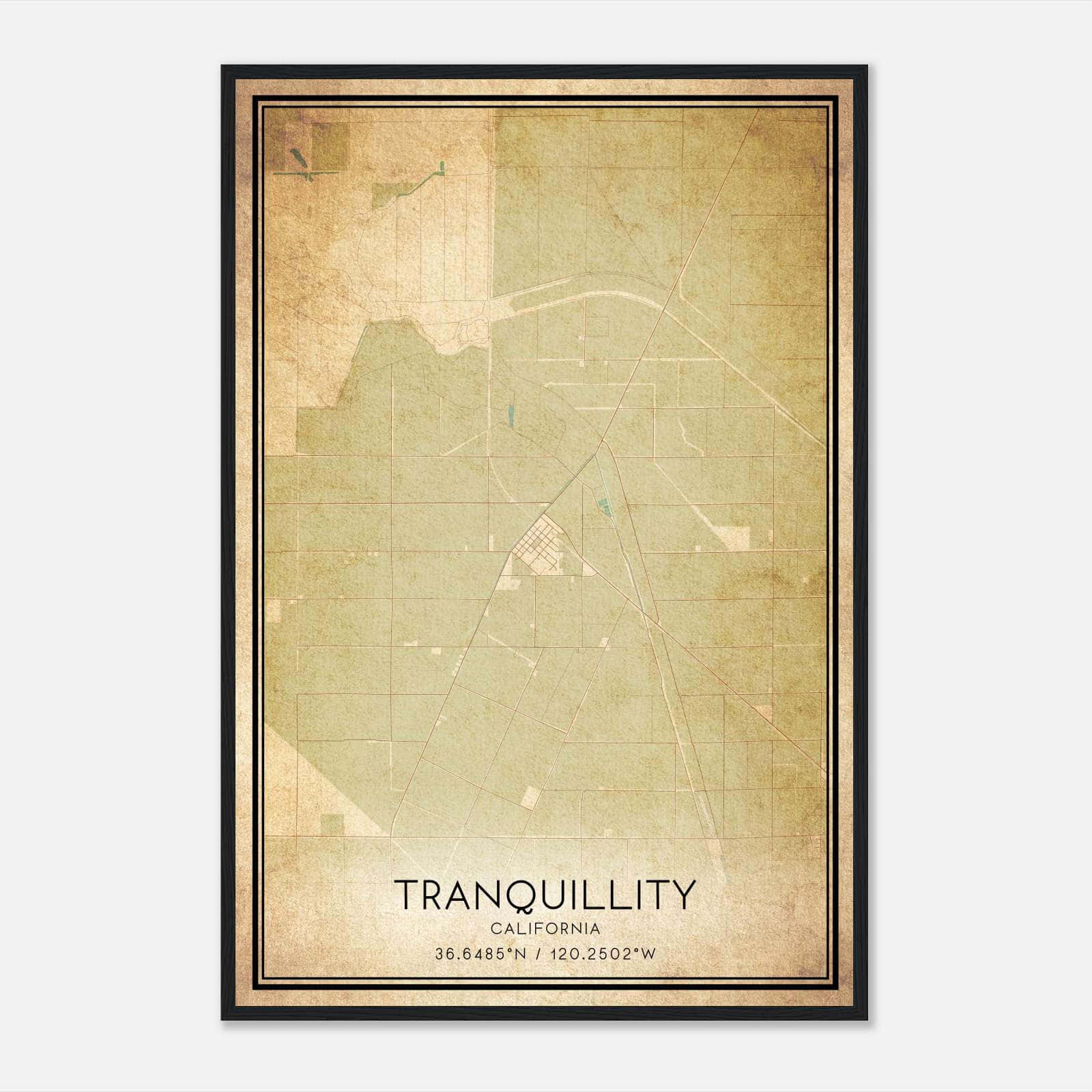Vintage Tranquillity California Map Poster, Tranquillity CA City Road Wall Art Print Vintage Tranquillity California Map Poster, Tranquillity CA City Road Wall Art Print