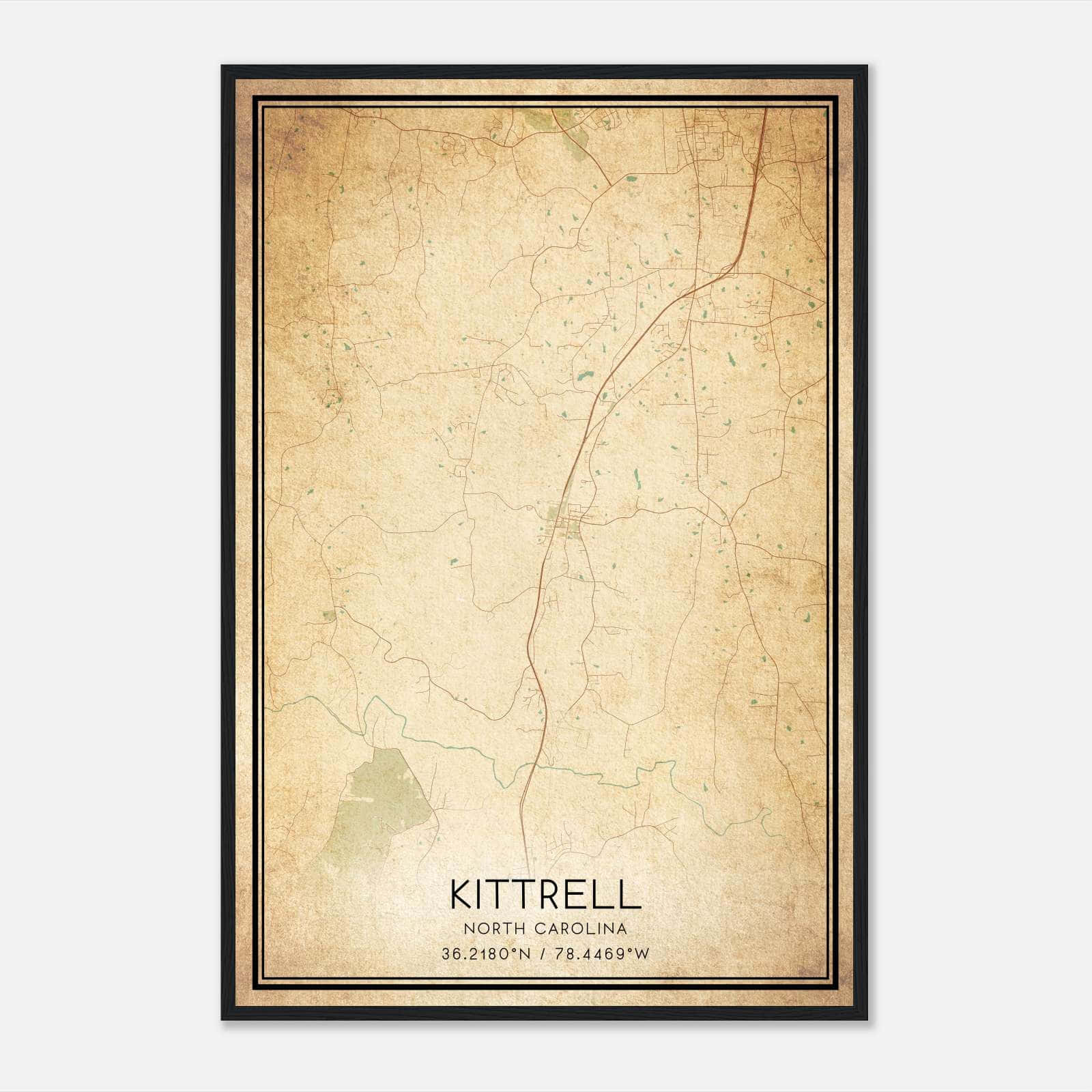 Vintage Kittrell North Carolina Map Poster, Kittrell NC City Road Wall Art Print Vintage Kittrell North Carolina Map Poster, Kittrell NC City Road Wall Art Print