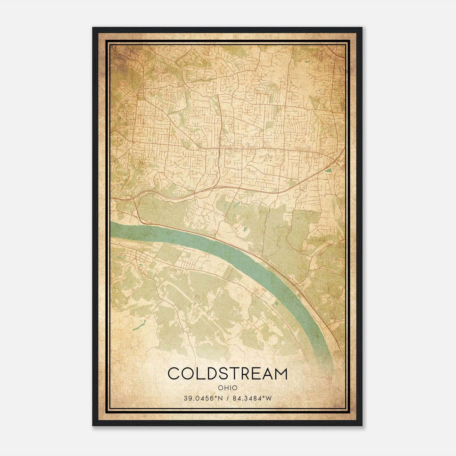 Vintage Coldstream Ohio Map Poster, Coldstream OH City Road Wall Art Print Vintage Coldstream Ohio Map Poster, Coldstream OH City Road Wall Art Print