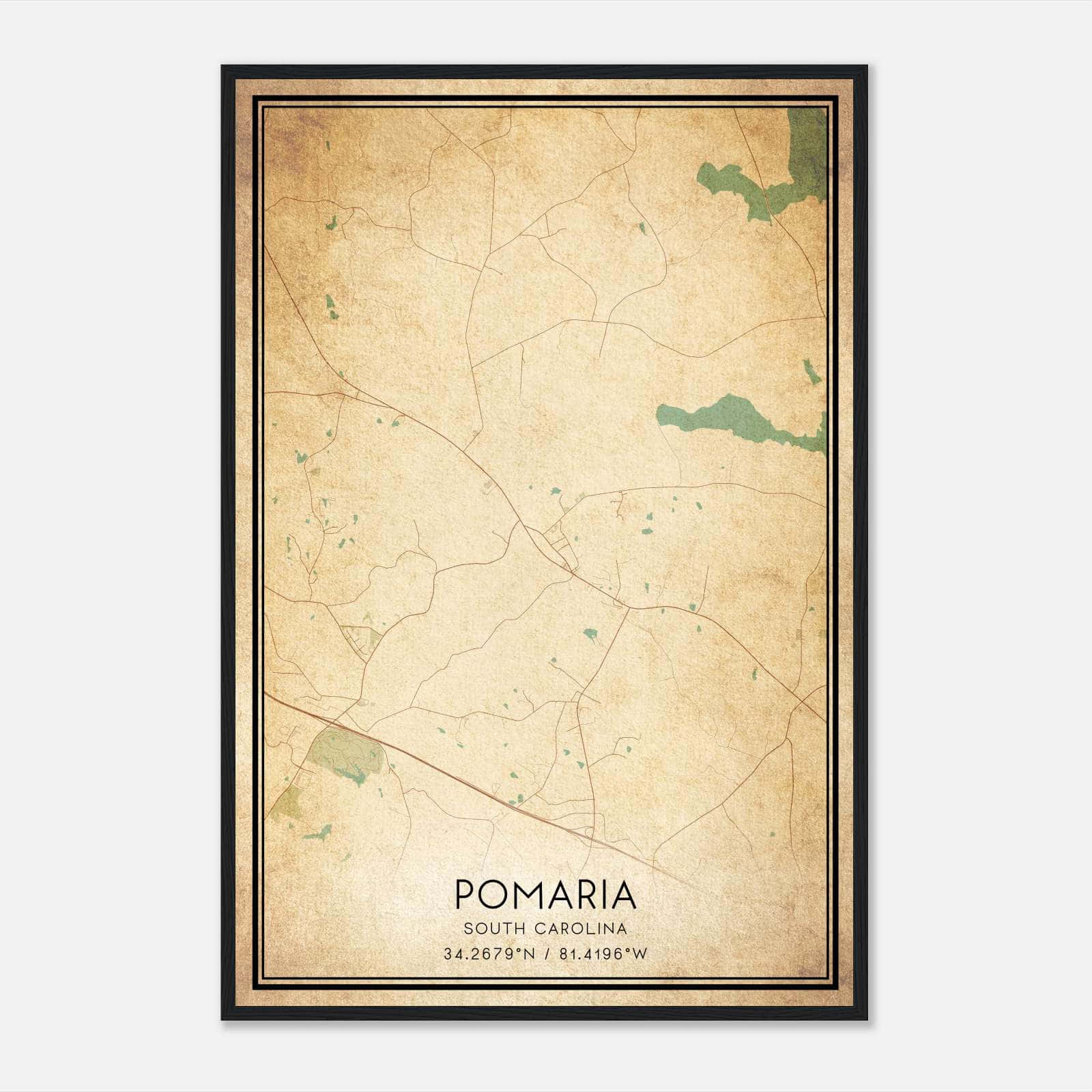 Vintage Pomaria South Carolina Map Poster, Pomaria SC City Road Wall Art Print Vintage Pomaria South Carolina Map Poster, Pomaria SC City Road Wall Art Print