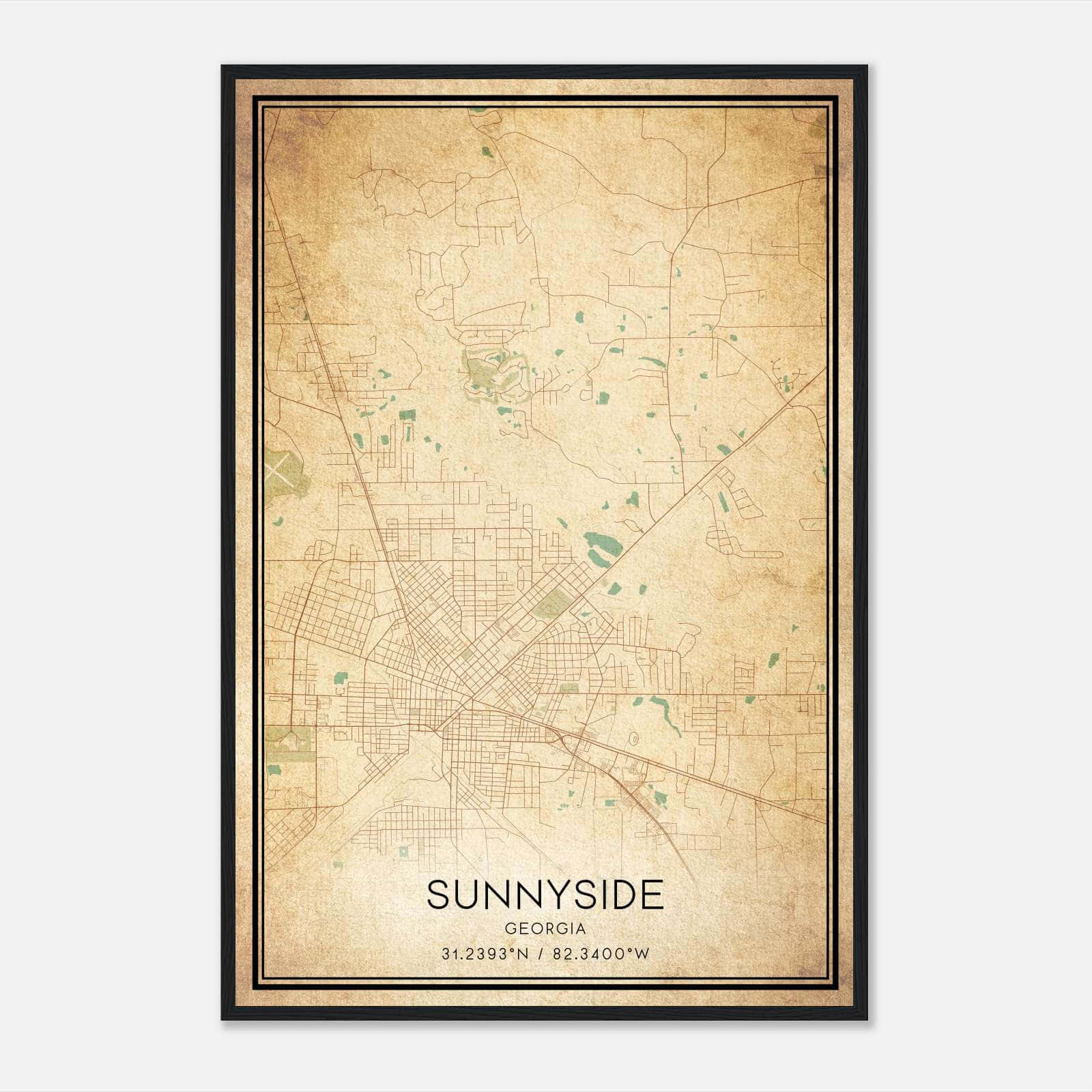 Vintage Sunnyside Georgia Map Poster, Sunnyside GA City Road Wall Art Print Vintage Sunnyside Georgia Map Poster, Sunnyside GA City Road Wall Art Print