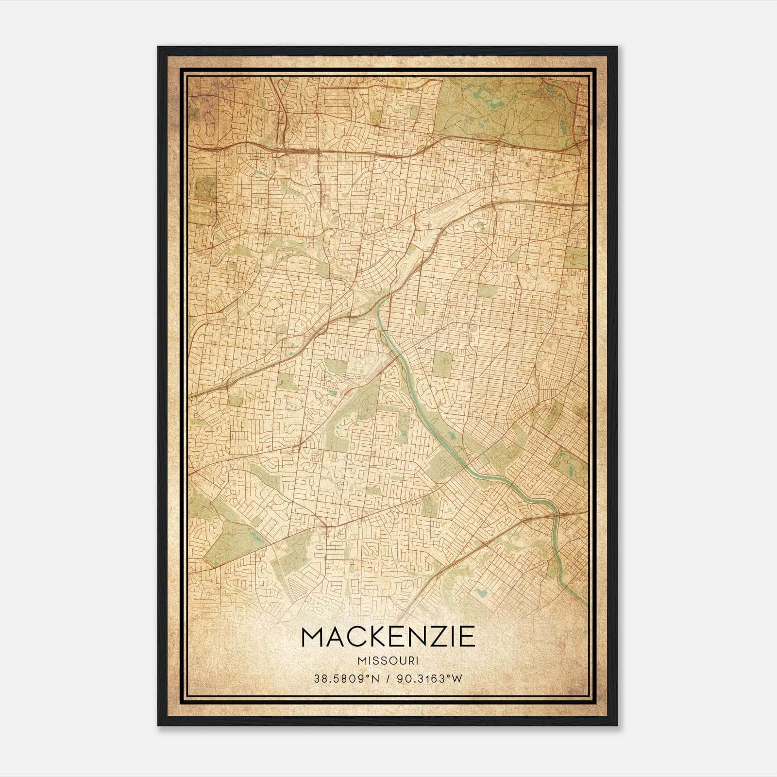 Vintage Mackenzie Missouri Map Poster, Mackenzie MO City Road Wall Art Print Vintage Mackenzie Missouri Map Poster, Mackenzie MO City Road Wall Art Print