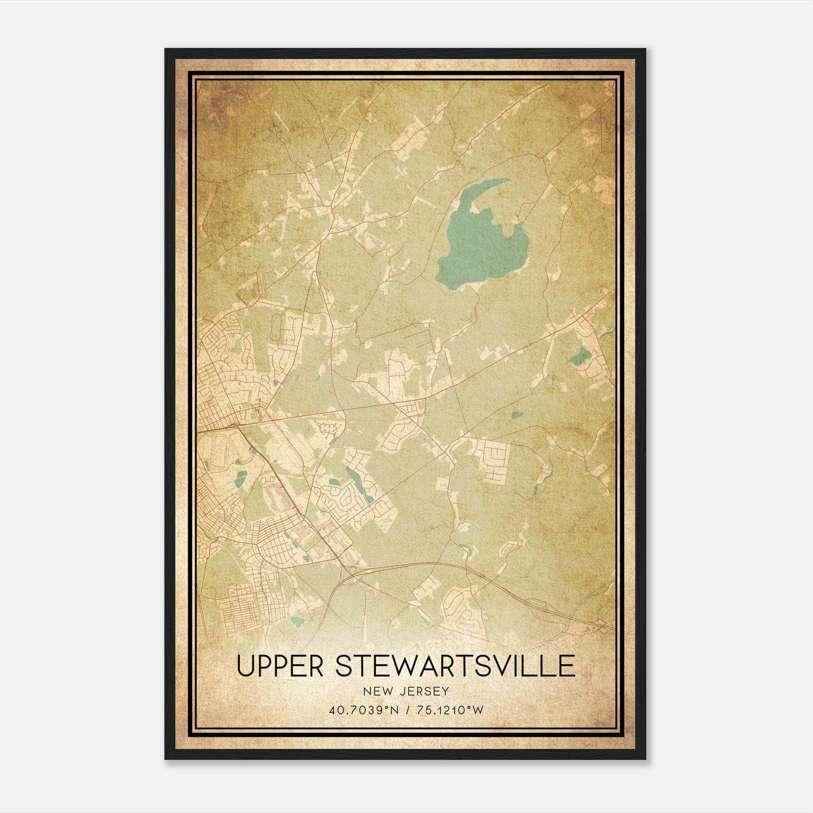 Vintage Upper Stewartsville New Jersey Map Poster, Upper Stewartsville NJ City Road Wall Art Print Vintage Upper Stewartsville New Jersey Map Poster, Upper Stewartsville NJ City Road Wall Art Print