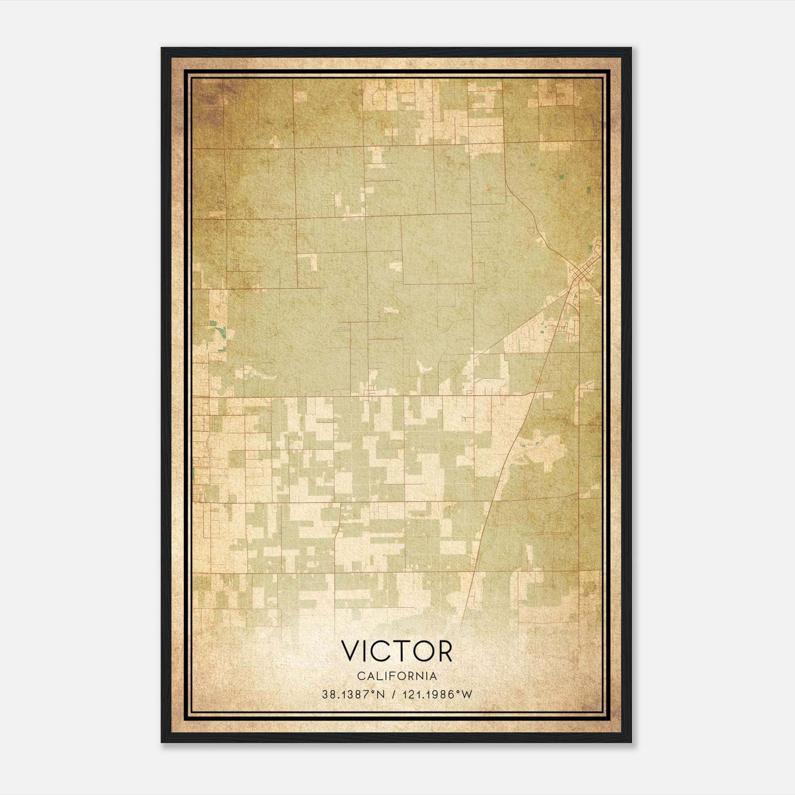 Vintage Victor California Map Poster, Victor CA City Road Wall Art Print Vintage Victor California Map Poster, Victor CA City Road Wall Art Print