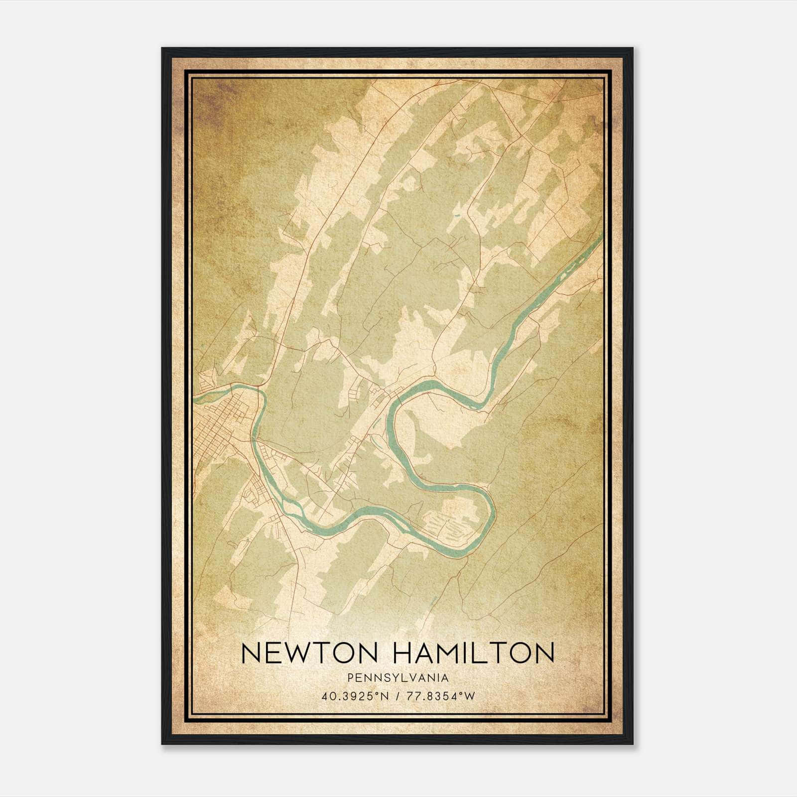 Vintage Newton Hamilton Pennsylvania Map Poster, Newton Hamilton PA City Road Wall Art Print Vintage Newton Hamilton Pennsylvania Map Poster, Newton Hamilton PA City Road Wall Art Print