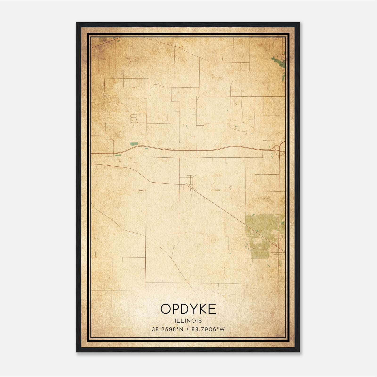 Vintage Opdyke Illinois Map Poster, Opdyke IL City Road Wall Art Print Vintage Opdyke Illinois Map Poster, Opdyke IL City Road Wall Art Print