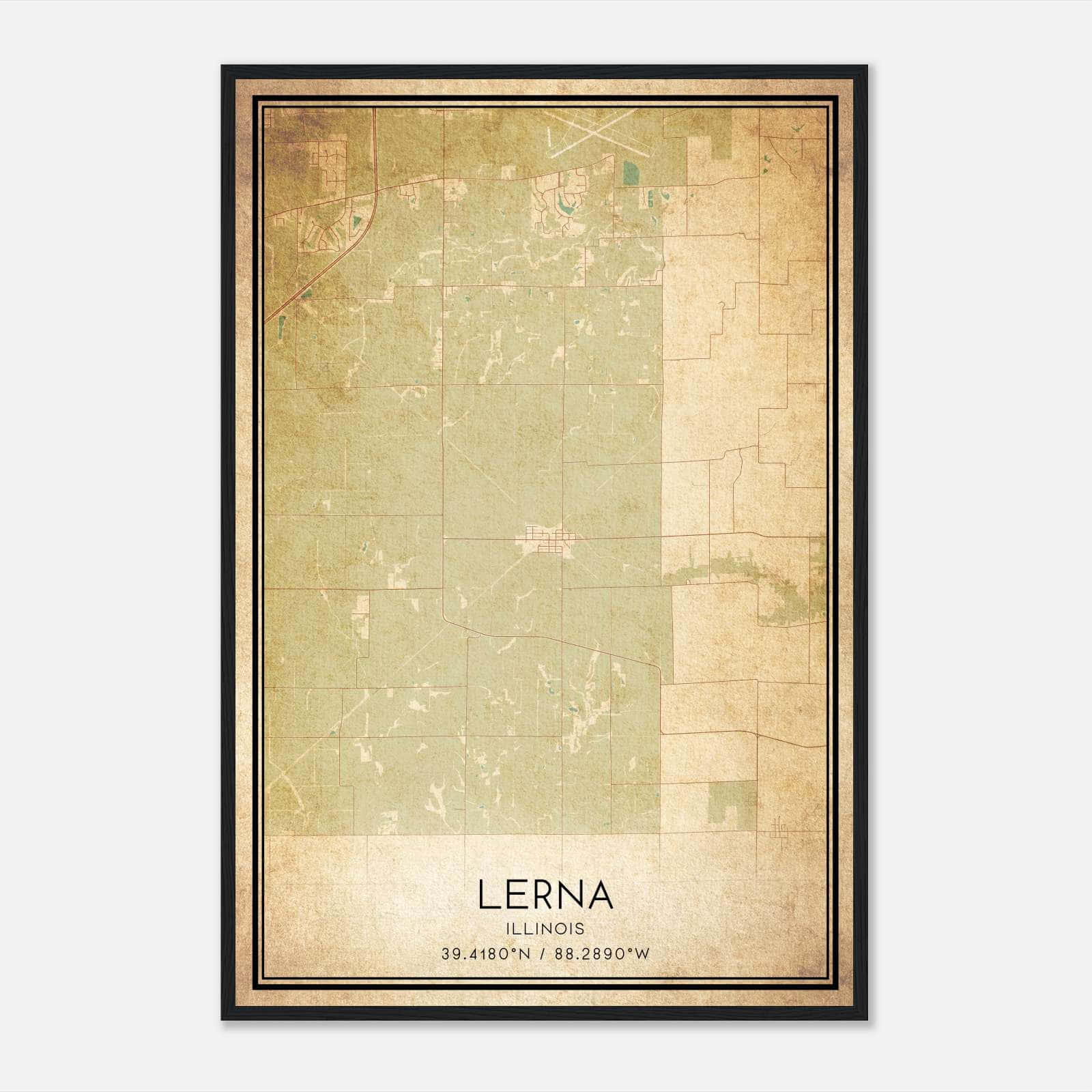 Vintage Lerna Illinois Map Poster, Lerna IL City Road Wall Art Print Vintage Lerna Illinois Map Poster, Lerna IL City Road Wall Art Print