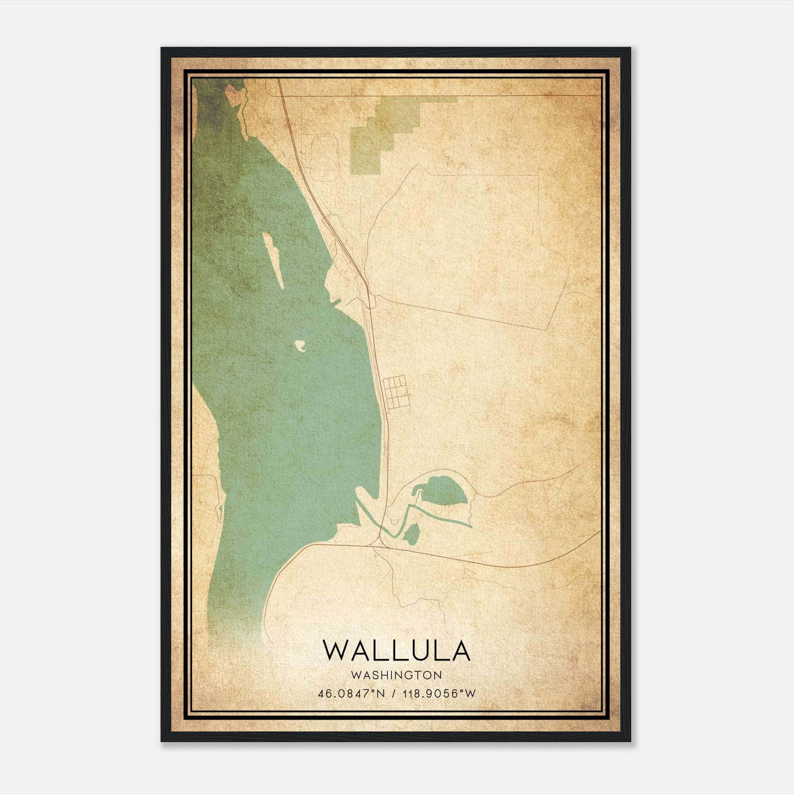 Vintage Wallula Washington Map Poster, Wallula WA City Road Wall Art Print Vintage Wallula Washington Map Poster, Wallula WA City Road Wall Art Print