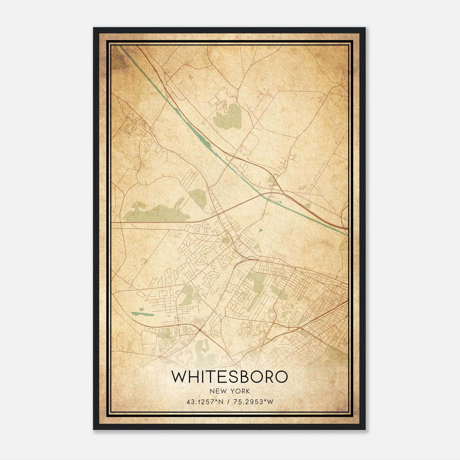 Vintage Whitesboro New York Map Poster, Whitesboro NY City Road Wall Art Print Vintage Whitesboro New York Map Poster, Whitesboro NY City Road Wall Art Print