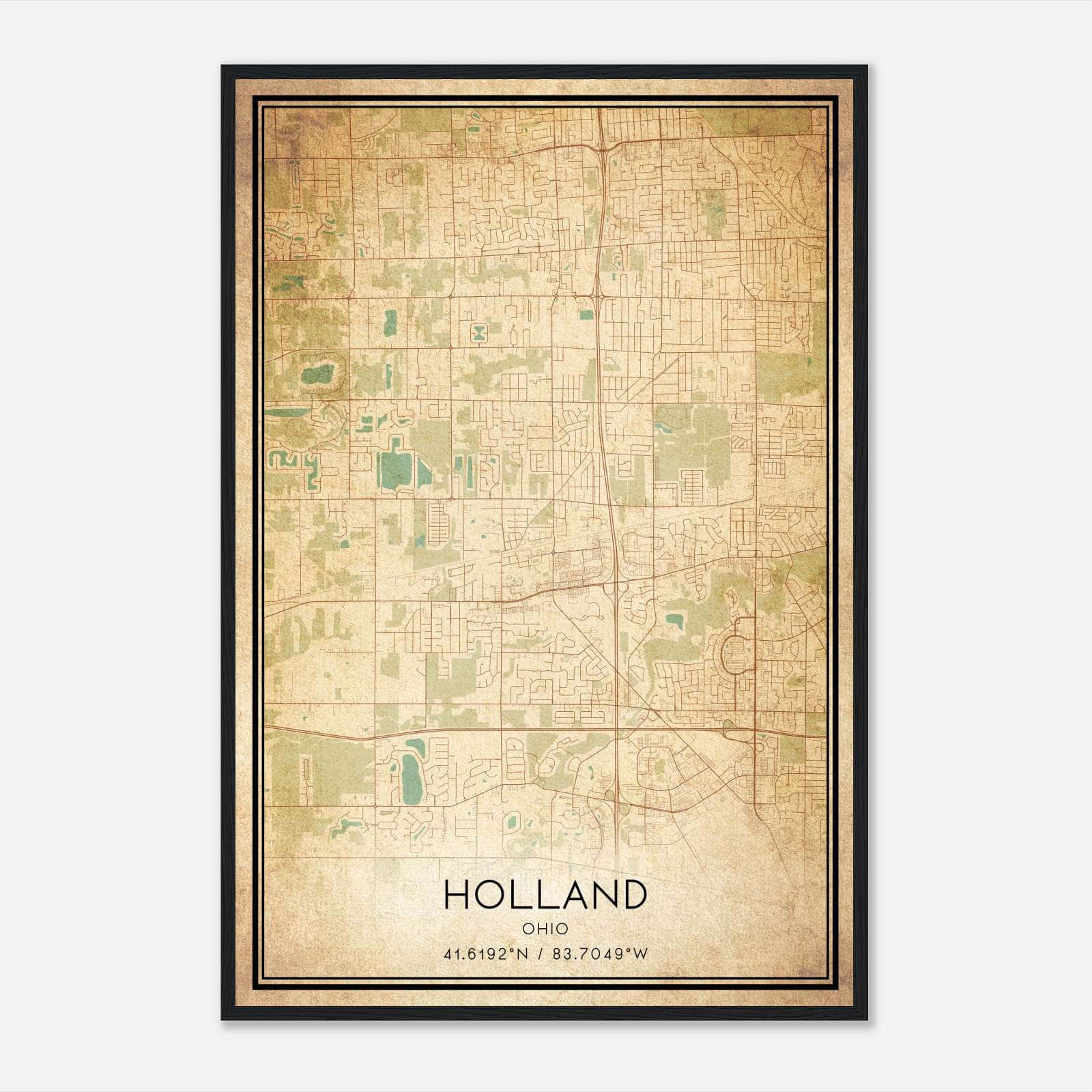 Vintage Holland Ohio Map Poster, Holland OH City Road Wall Art Print Vintage Holland Ohio Map Poster, Holland OH City Road Wall Art Print
