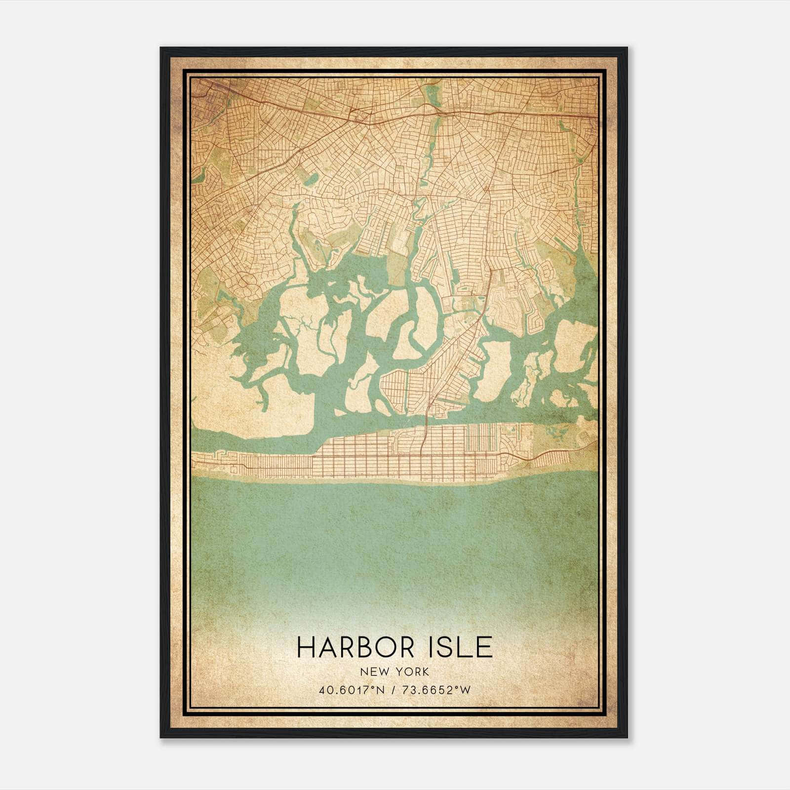 Vintage Harbor Isle New York Map Poster, Harbor Isle NY City Road Wall Art Print Vintage Harbor Isle New York Map Poster, Harbor Isle NY City Road Wall Art Print