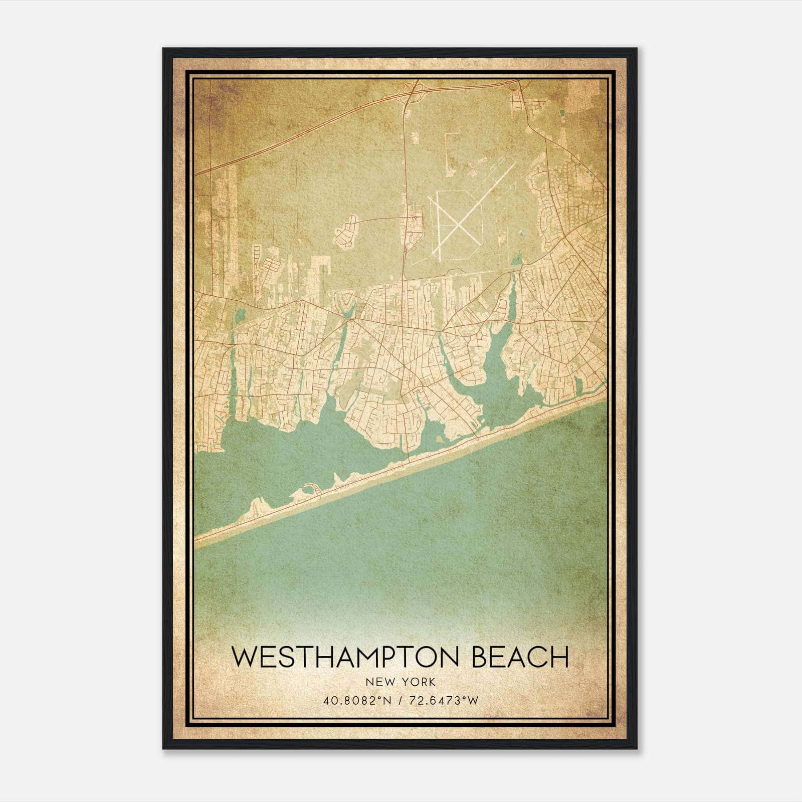 Vintage Westhampton Beach New York Map Poster, Westhampton Beach NY City Road Wall Art Print Vintage Westhampton Beach New York Map Poster, Westhampton Beach NY City Road Wall Art Print