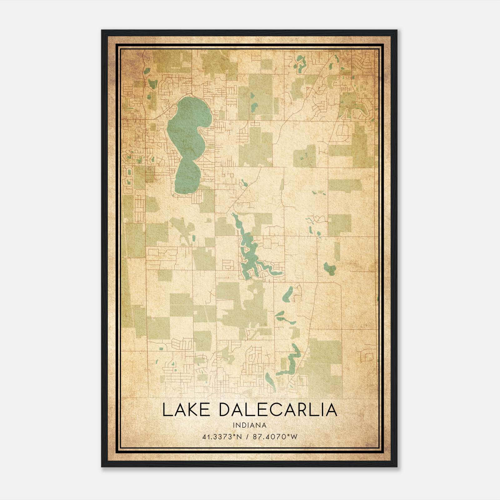 Vintage Lake Dalecarlia Indiana Map Poster, Lake Dalecarlia IN City Road Wall Art Print Vintage Lake Dalecarlia Indiana Map Poster, Lake Dalecarlia IN City Road Wall Art Print