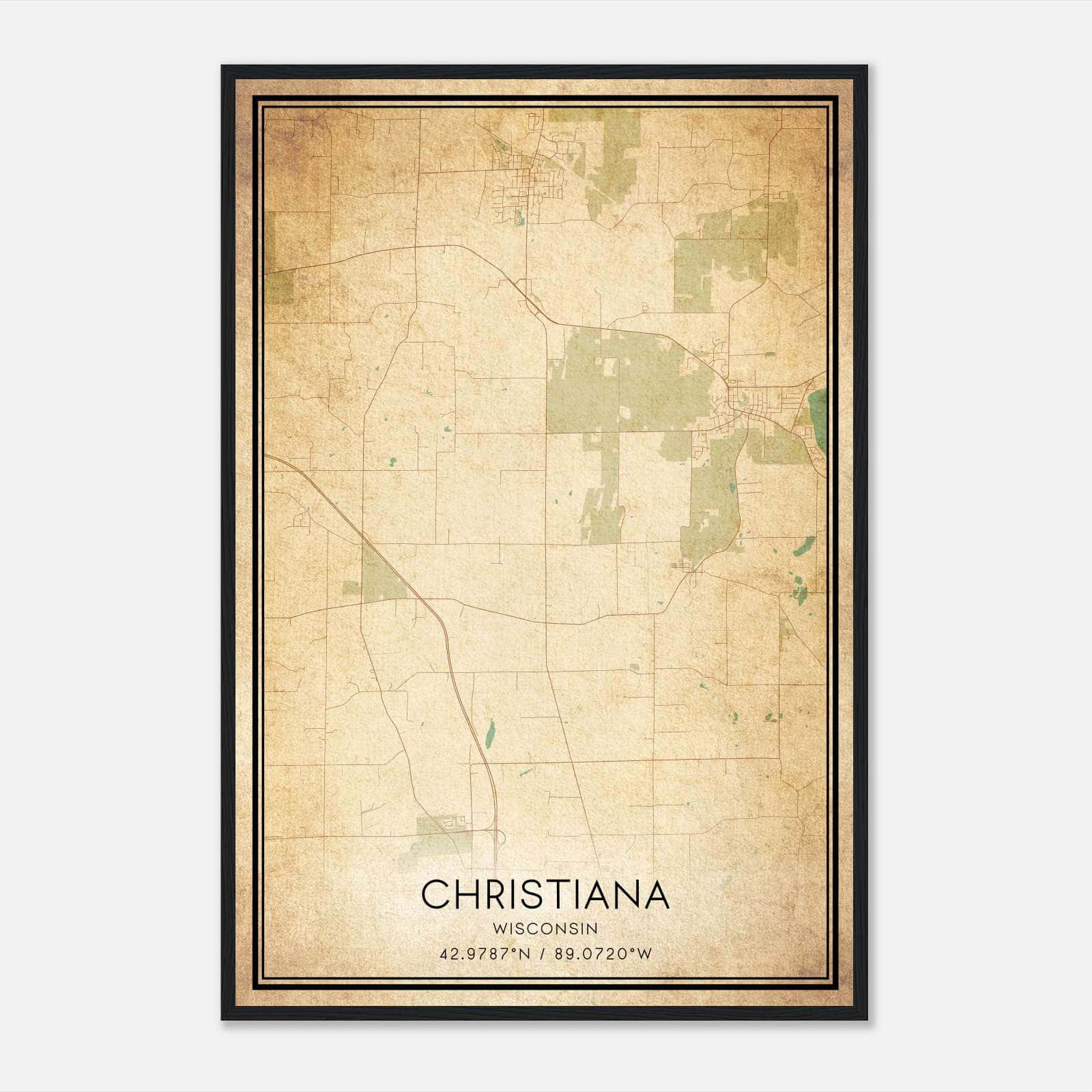 Vintage Christiana Wisconsin Map Poster, Christiana WI City Road Wall Art Print Vintage Christiana Wisconsin Map Poster, Christiana WI City Road Wall Art Print