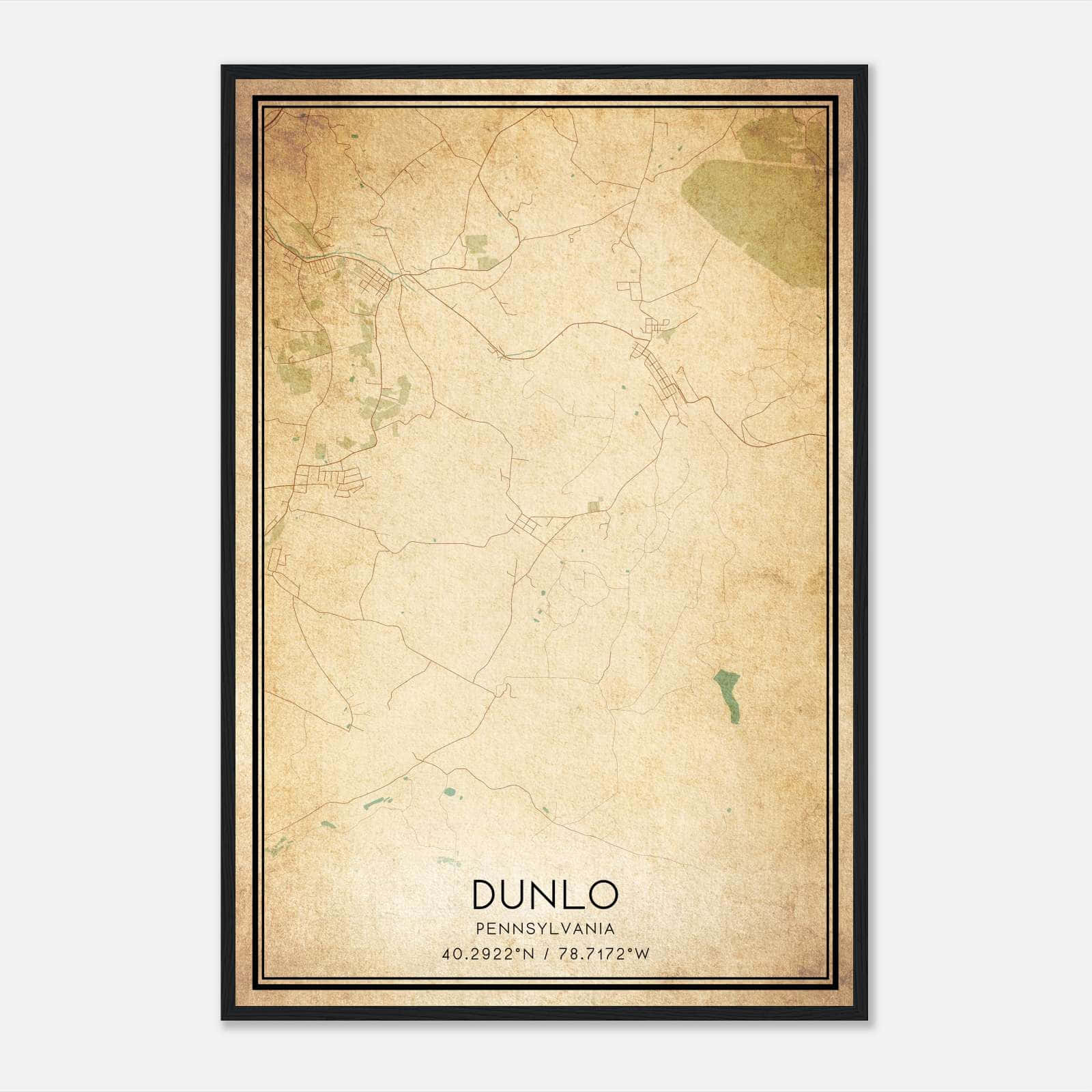 Vintage Dunlo Pennsylvania Map Poster, Dunlo PA City Road Wall Art Print Vintage Dunlo Pennsylvania Map Poster, Dunlo PA City Road Wall Art Print