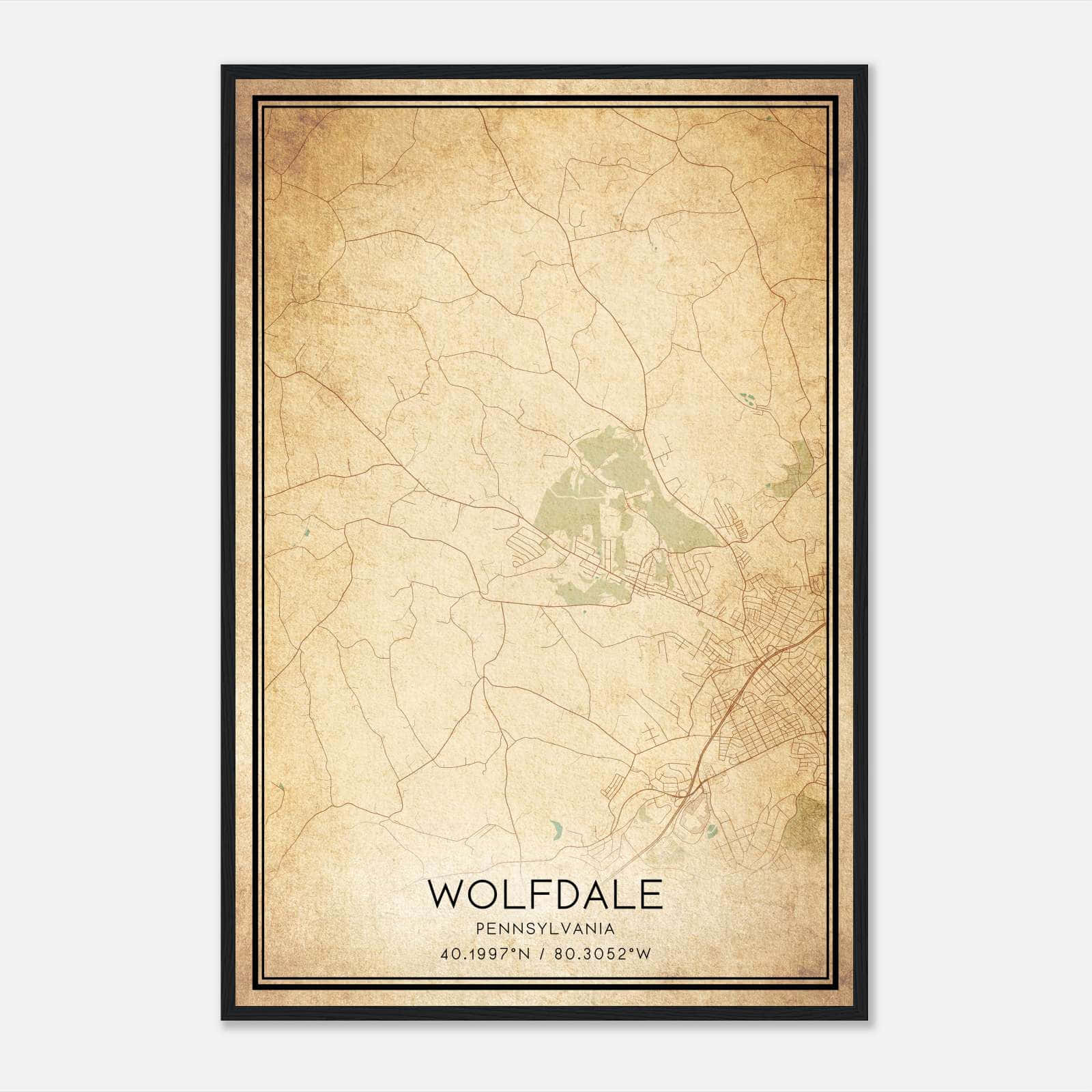 Vintage Wolfdale Pennsylvania Map Poster, Wolfdale PA City Road Wall Art Print Vintage Wolfdale Pennsylvania Map Poster, Wolfdale PA City Road Wall Art Print