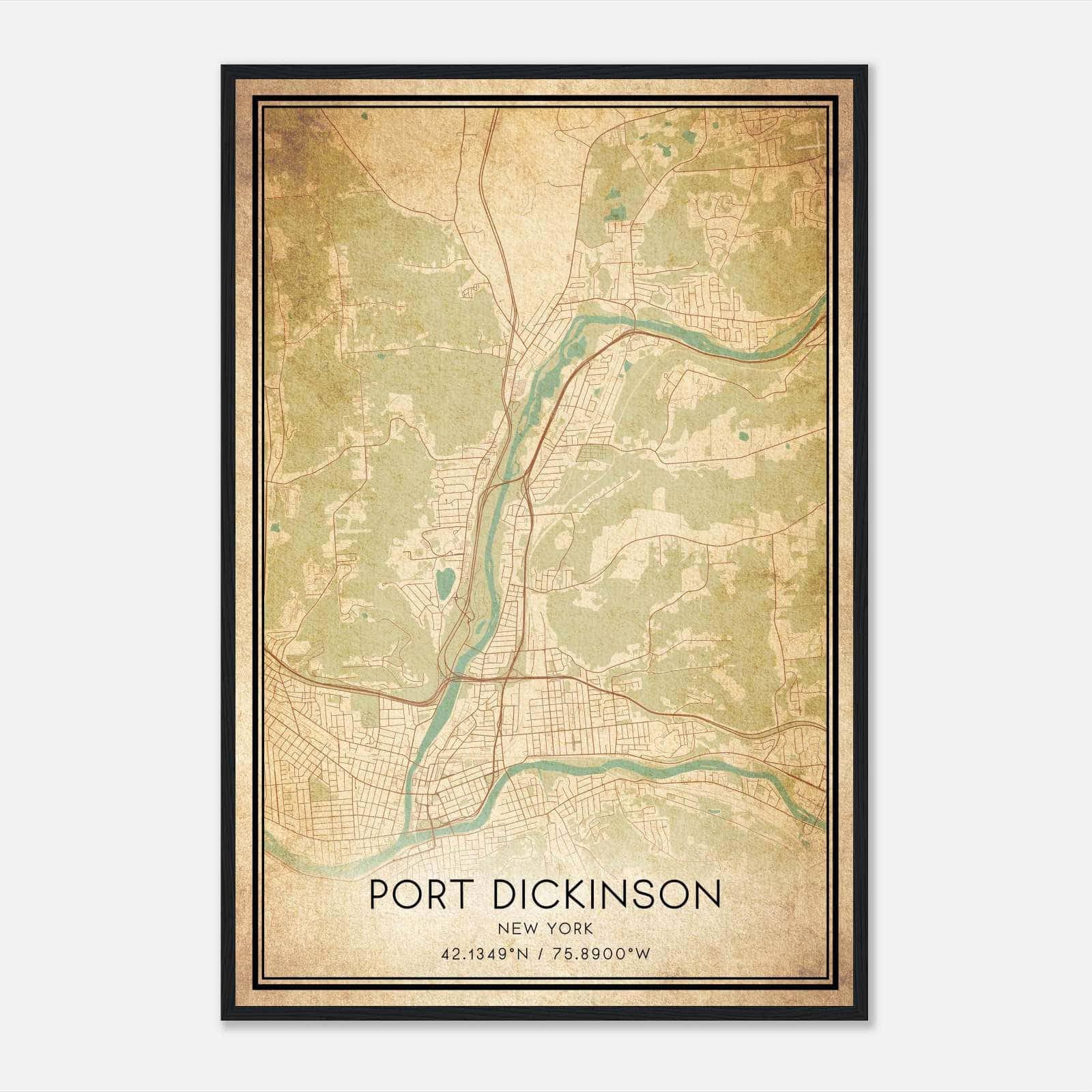 Vintage Port Dickinson New York Map Poster, Port Dickinson NY City Road Wall Art Print Vintage Port Dickinson New York Map Poster, Port Dickinson NY City Road Wall Art Print