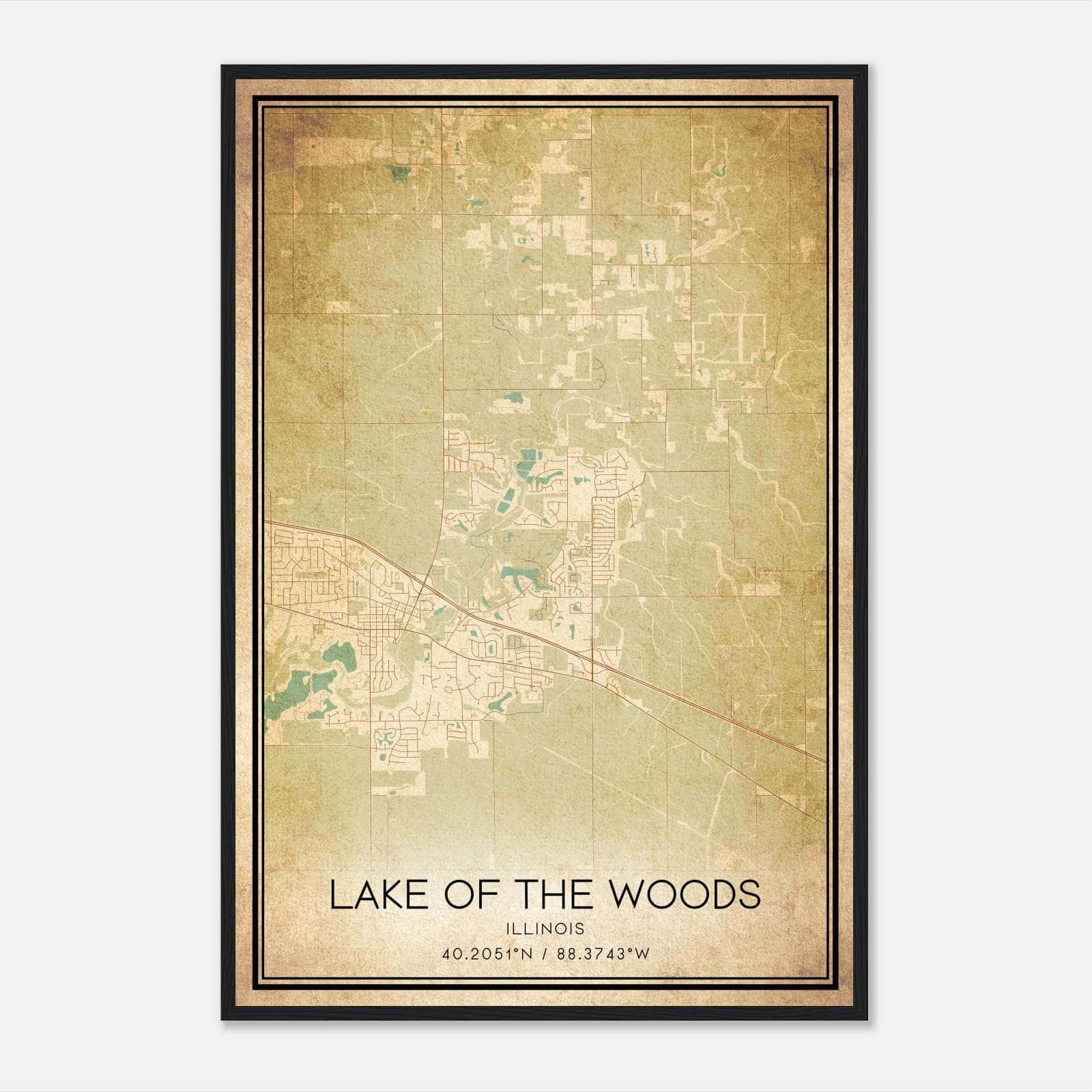 Vintage Lake Of The Woods Illinois Map Poster, Lake Of The Woods IL City Road Wall Art Print Vintage Lake Of The Woods Illinois Map Poster, Lake Of The Woods IL City Road Wall Art Print