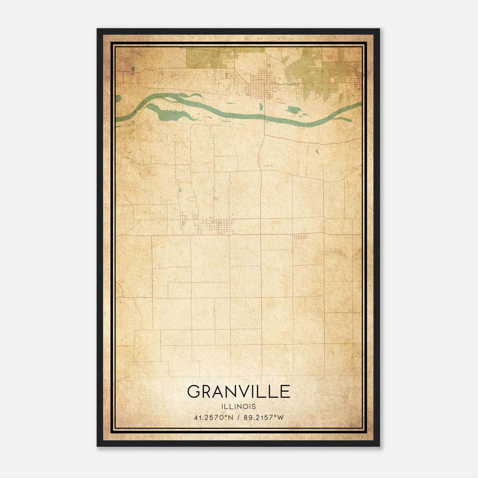 Vintage Granville Illinois Map Poster, Granville IL City Road Wall Art Print Vintage Granville Illinois Map Poster, Granville IL City Road Wall Art Print