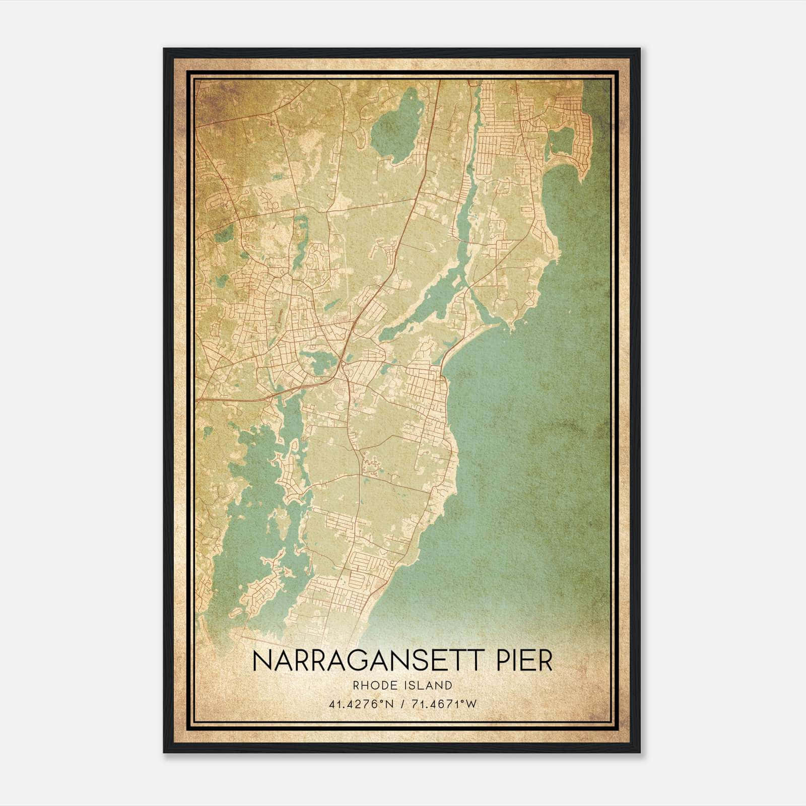 Vintage Narragansett Pier Rhode Island Map Poster, Narragansett Pier RI City Road Wall Art Print Vintage Narragansett Pier Rhode Island Map Poster, Narragansett Pier RI City Road Wall Art Print