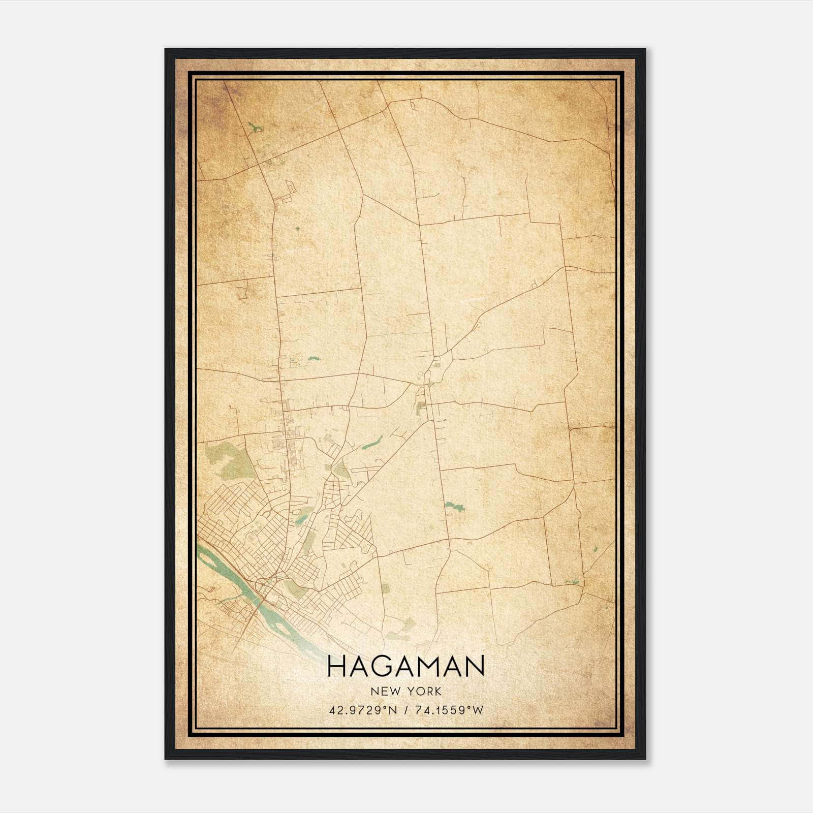 Vintage Hagaman New York Map Poster, Hagaman NY City Road Wall Art Print Vintage Hagaman New York Map Poster, Hagaman NY City Road Wall Art Print